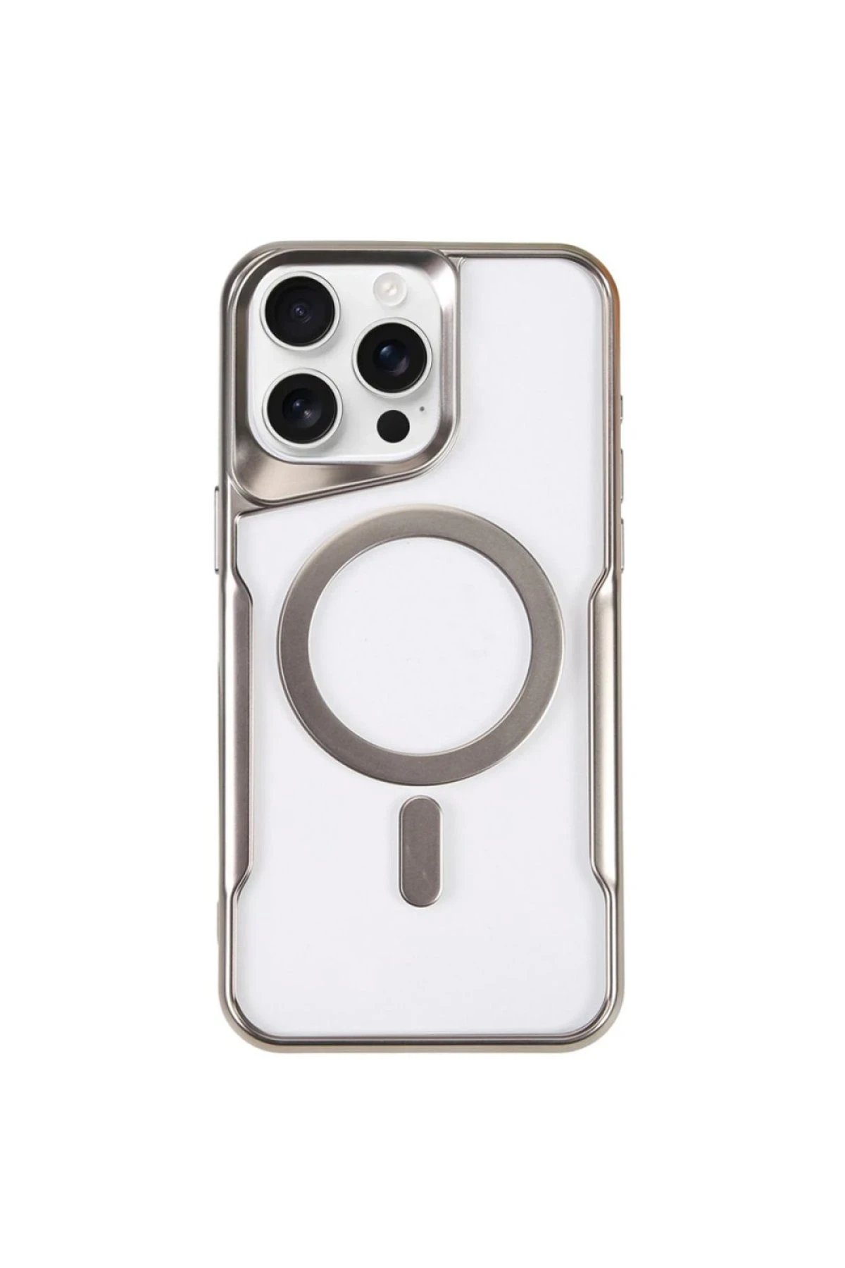 iPhone 14 Pro Kılıf Boyi Magsafe Silikon Kapak - Gümüş-(5796)