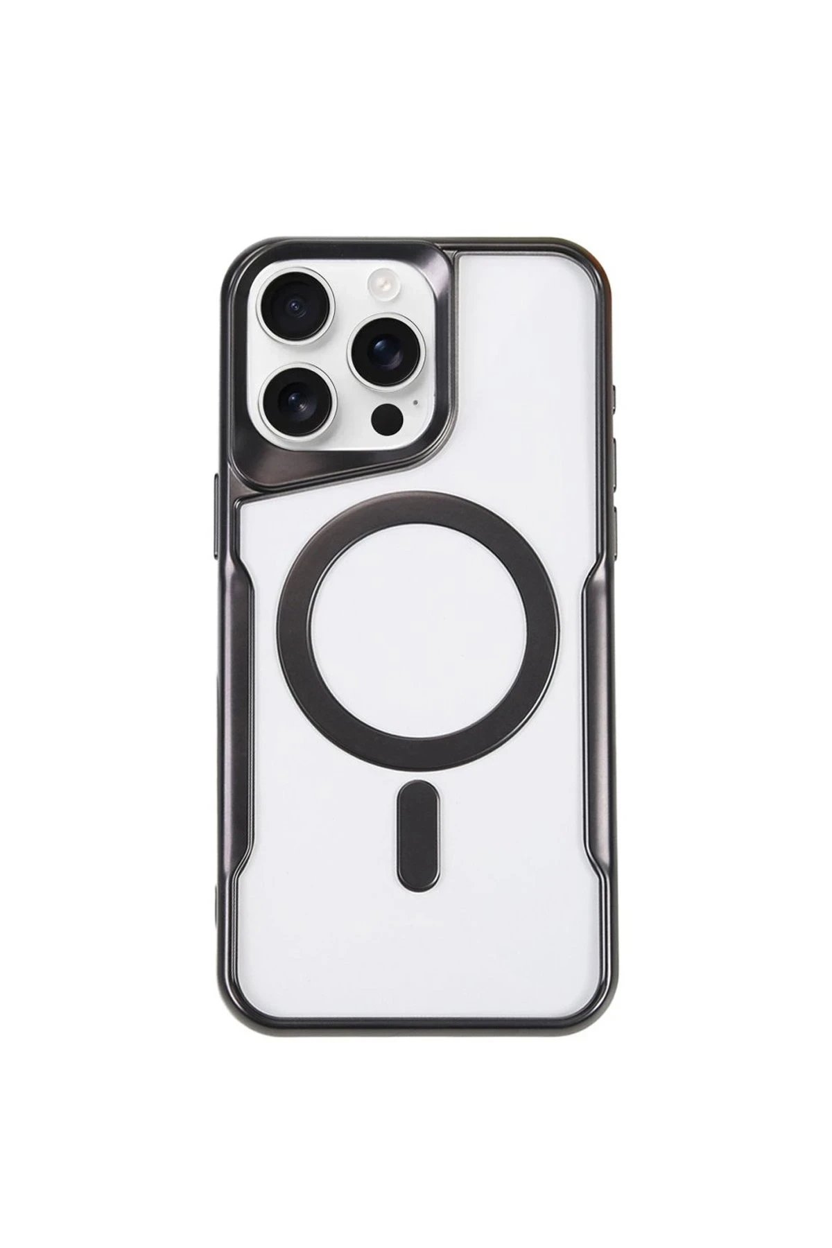 iPhone 15 Pro Max Kılıf Boyi Magsafe Silikon Kapak - Siyah-(5796)