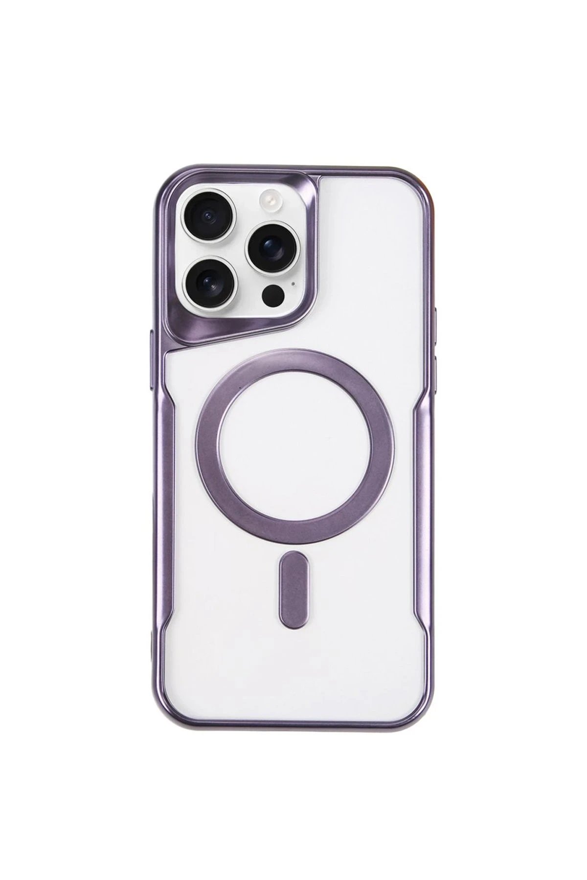 iPhone 15 Pro Max Kılıf Boyi Magsafe Silikon Kapak - Derin Mor-(5796)