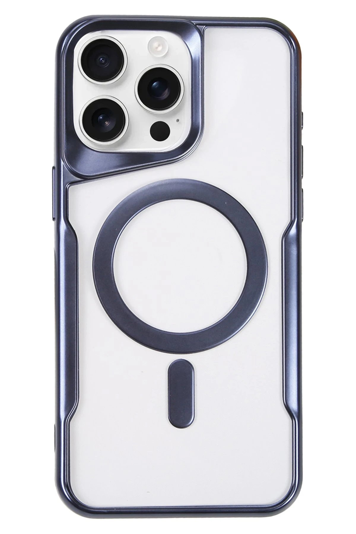 iPhone 16 Pro Max Kılıf Boyi Magsafe Silikon Kapak - Lacivert-(5796)