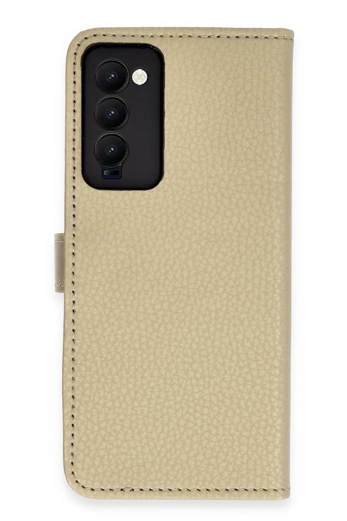 Tecno Camon 18 Kılıf Trend S Plus Kapaklı Kılıf - Gold-(5796)
