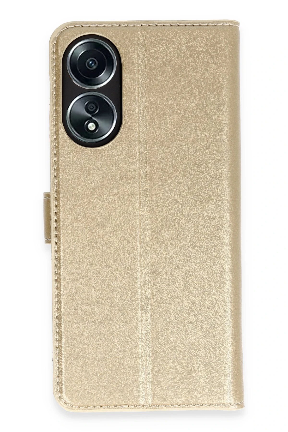 Oppo A58 Kılıf Trend S Plus Kapaklı Kılıf - Gold-(5796)