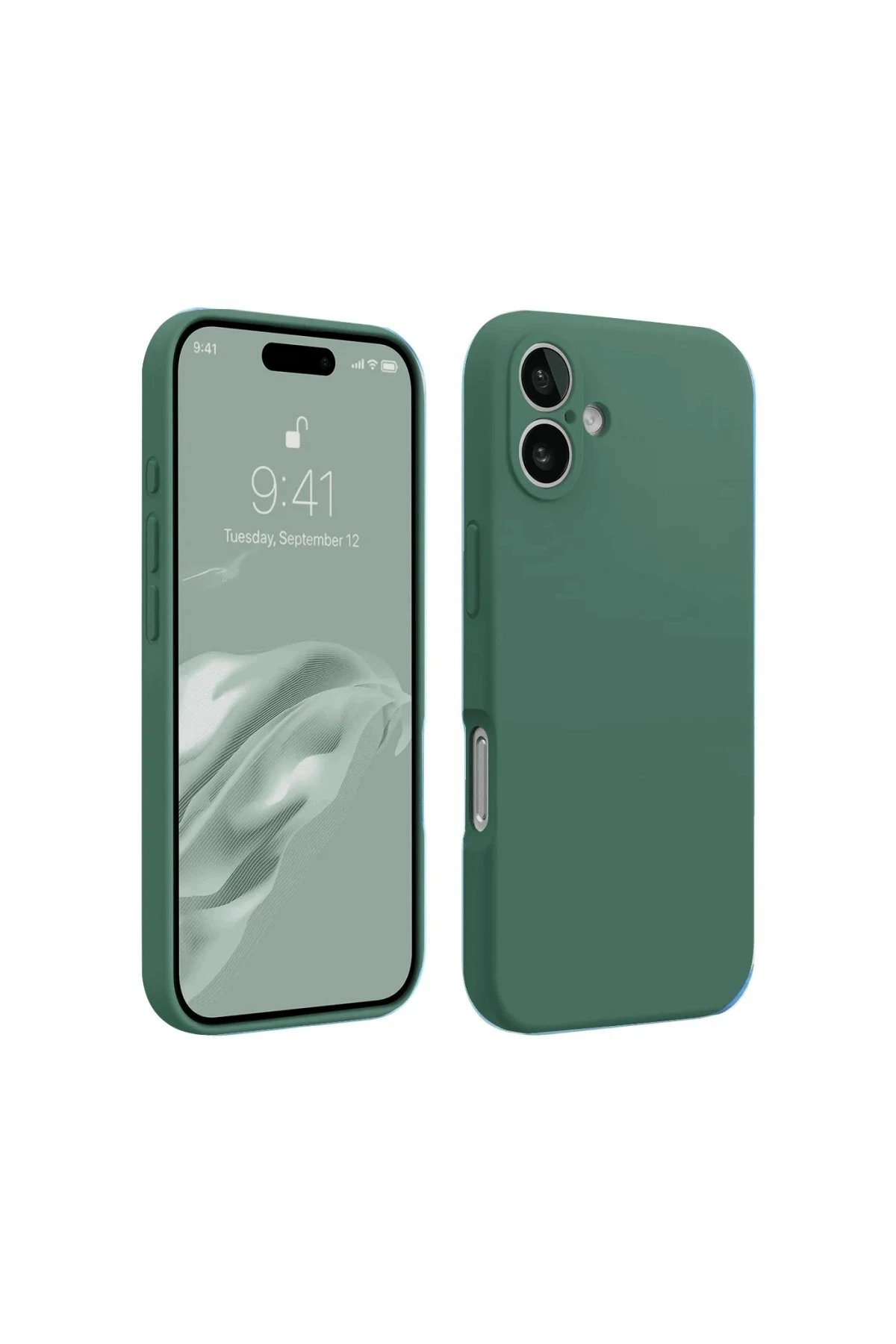 iPhone 16 Kılıf First Silikon - Koyu Yeşil-(5796)