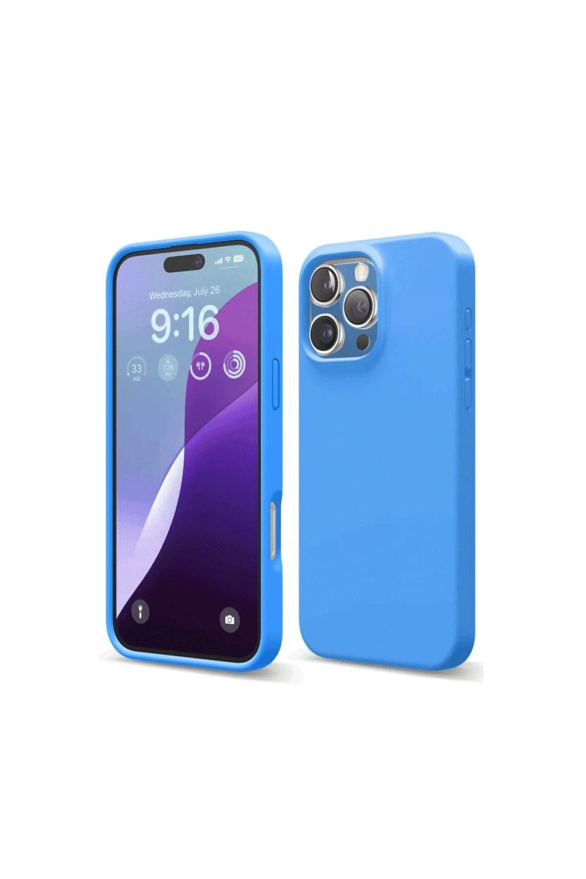 iPhone 16 Pro Max Kılıf First Silikon - Mavi-(5796)