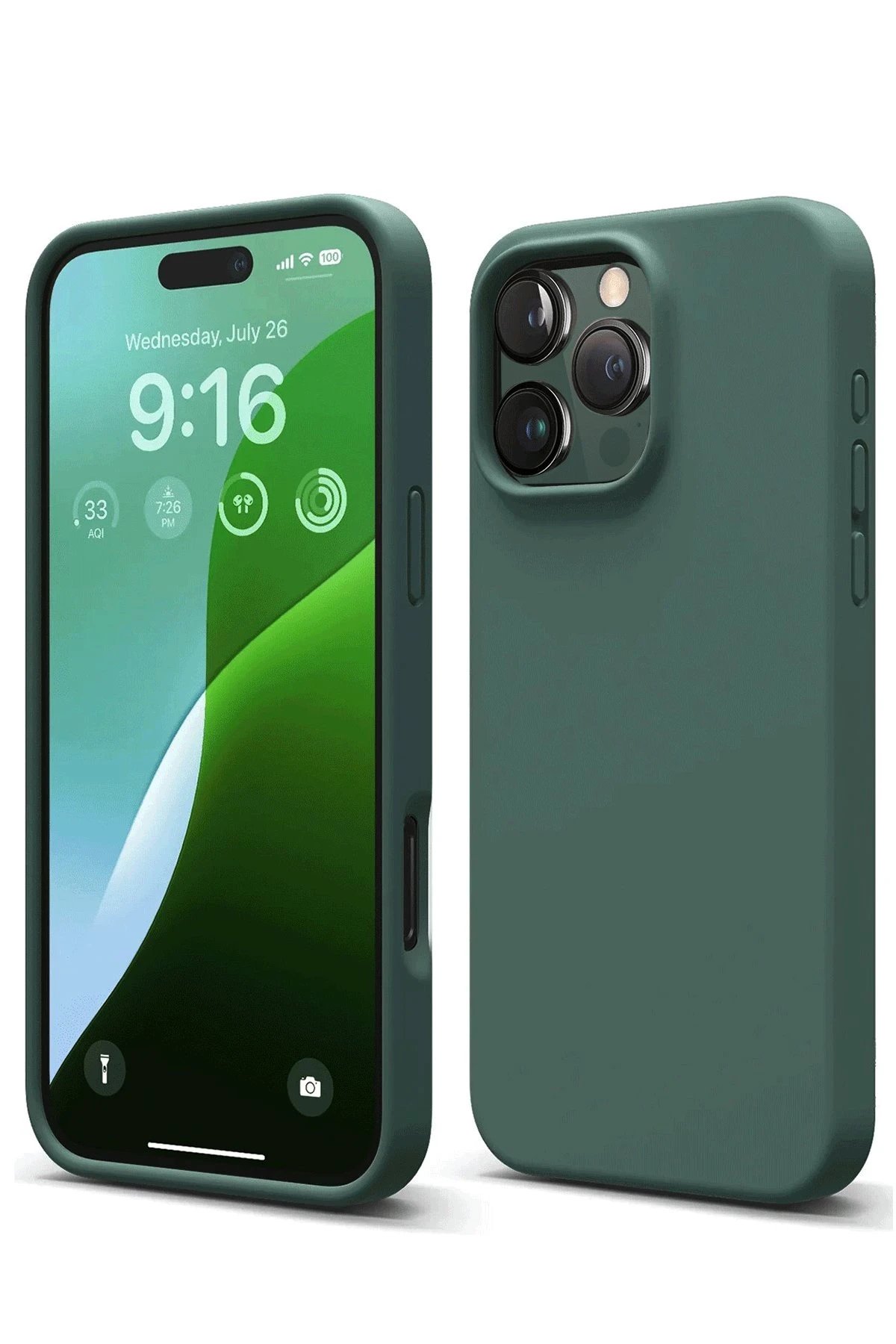 iPhone 16 Pro Max Kılıf First Silikon - Koyu Yeşil-(5796)