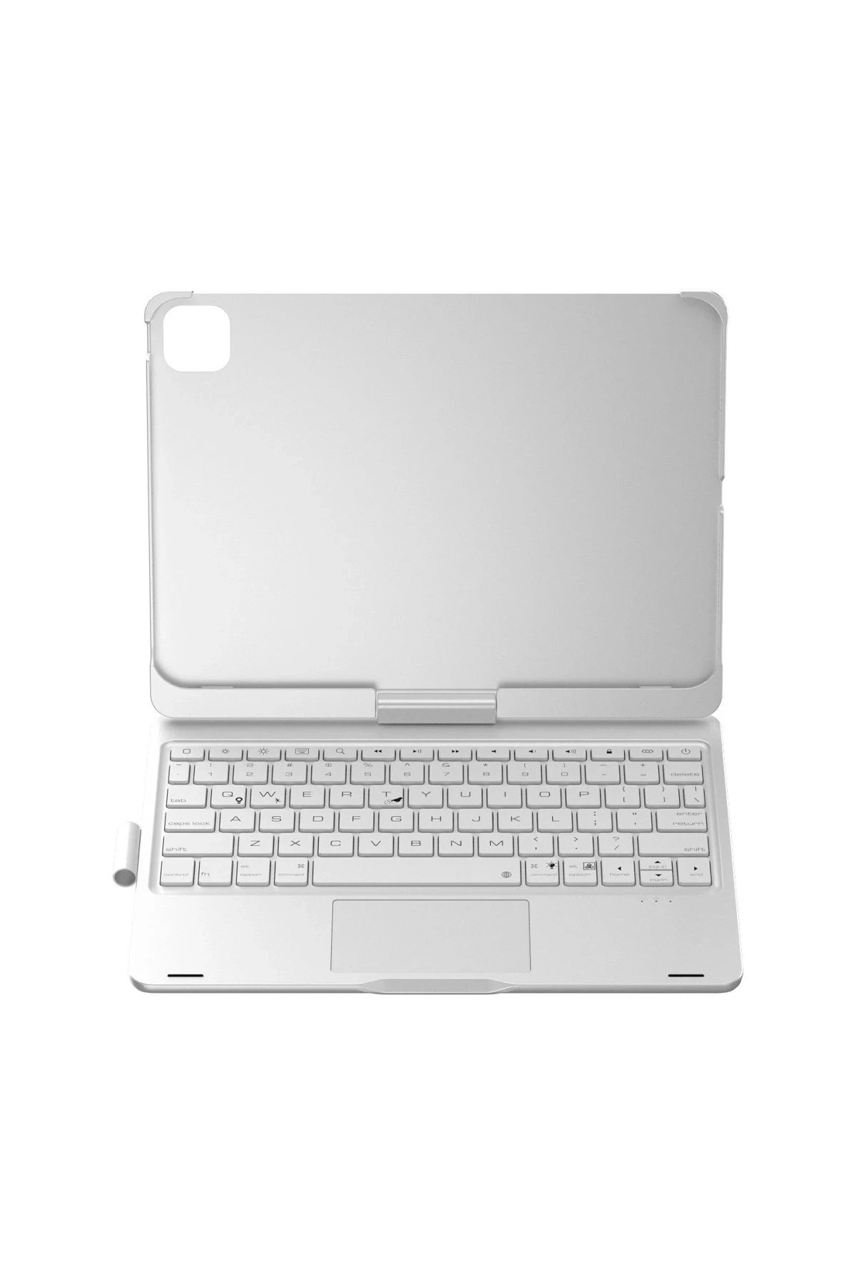 iPad Pro 11 (2024) F11 ATS Kılıf Magic Dönen Klavyeli Tablet Kılıf - Gümüş-(5796)