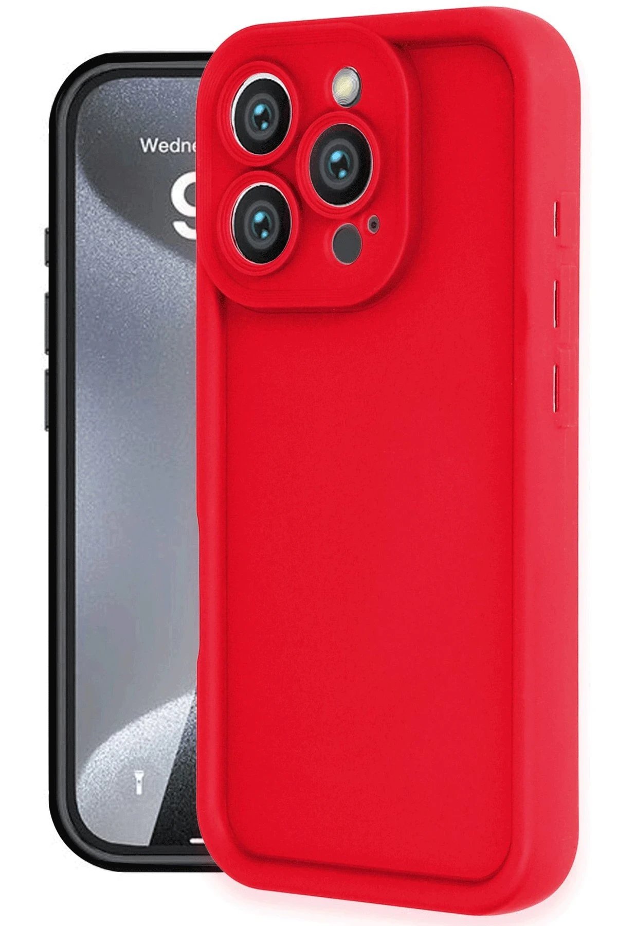 iPhone 16 Pro Max Kılıf Viera Silikon - Kırmızı-(5796)