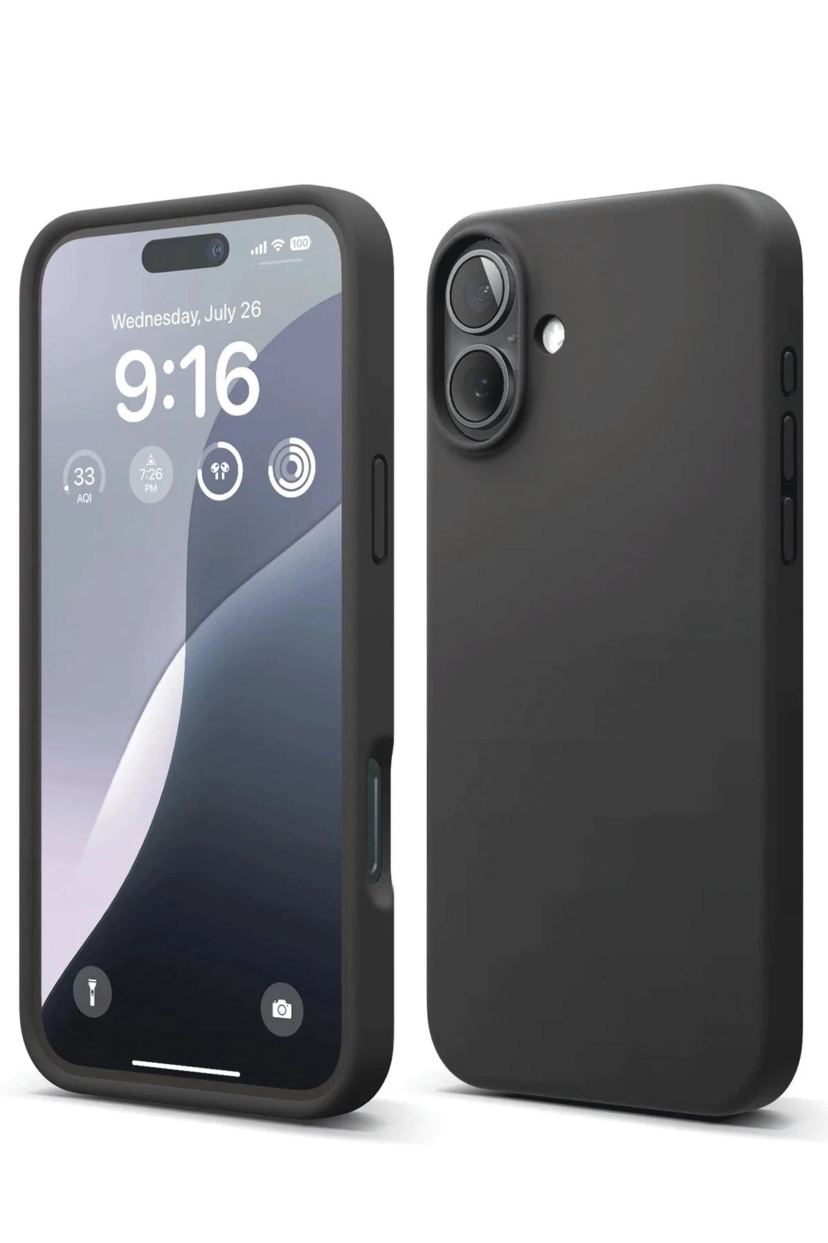 iPhone 16 Plus Kılıf Nano içi Kadife Silikon - Siyah-(5796)