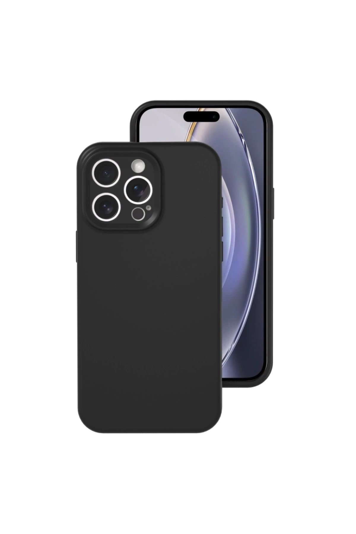 iPhone 16 Pro Kılıf Nano içi Kadife Silikon - Siyah-(5796)