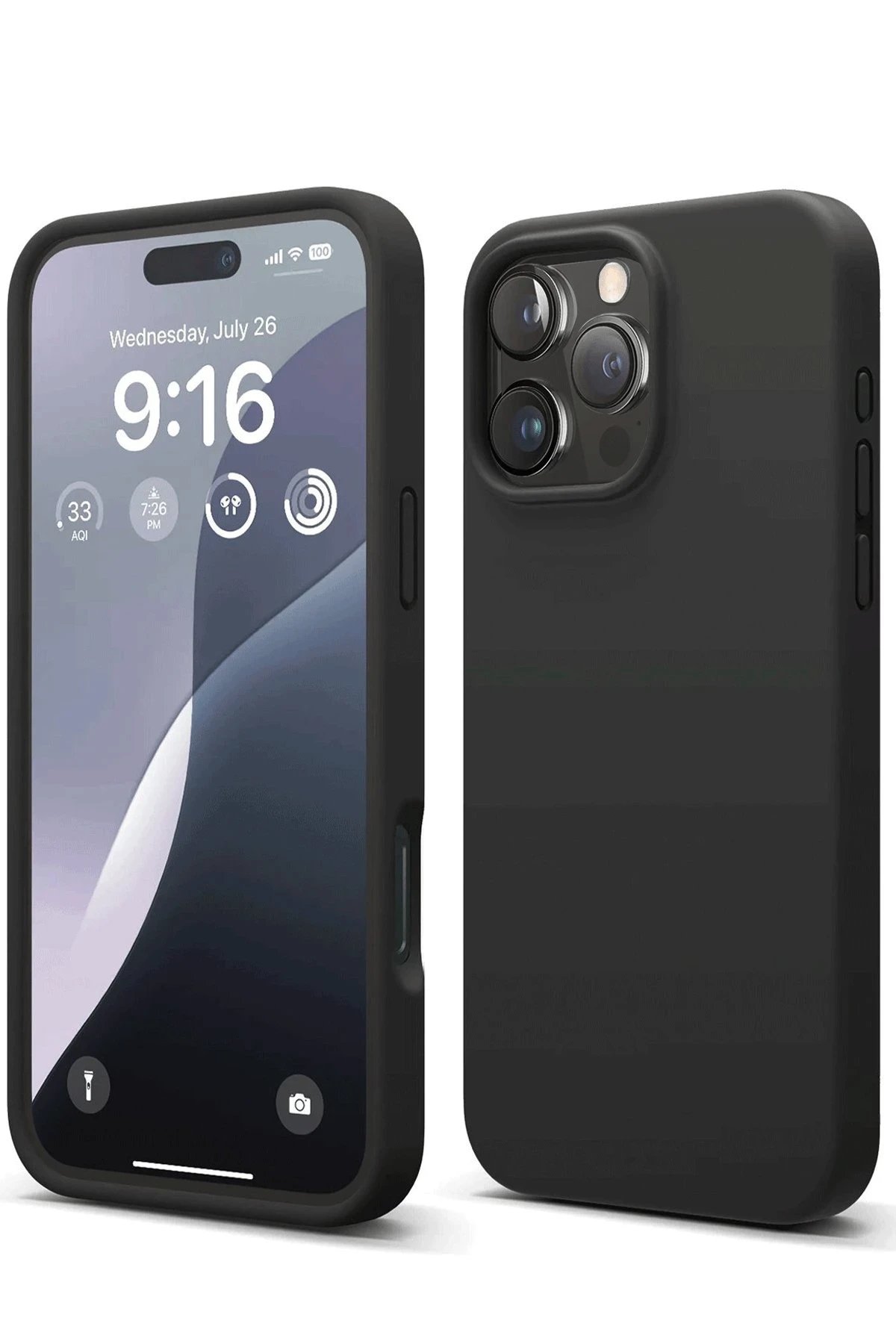 iPhone 16 Pro Max Kılıf Nano içi Kadife Silikon - Siyah-(5796)