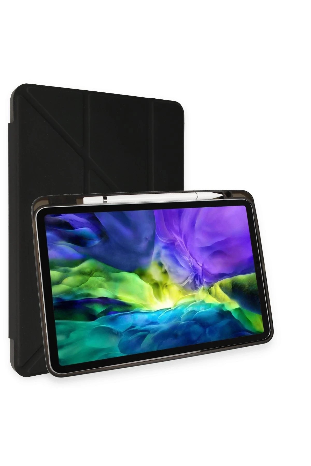 iPad Pro 11 (2024) Kılıf Kalemlikli Mars Tablet Kılıfı - Siyah-(5796)