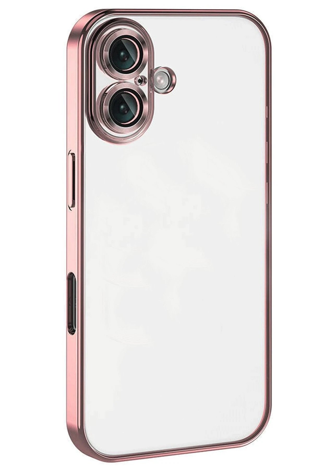 iPhone 16 Plus Kılıf Lensli Silikon - Pembe-(5796)