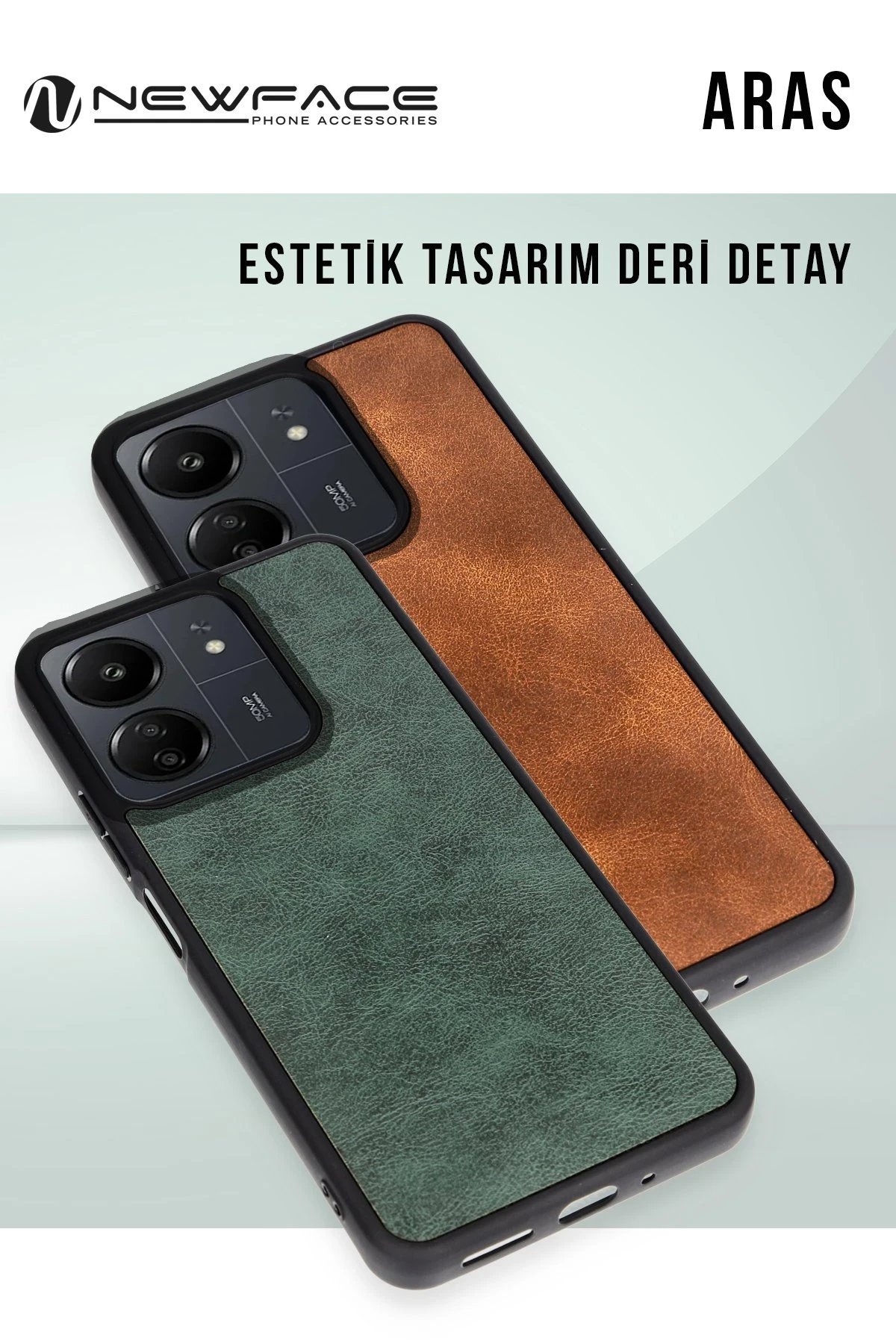 Samsung Galaxy A06 Kılıf Aras Deri Kapak - Koyu Yeşil-(5796)