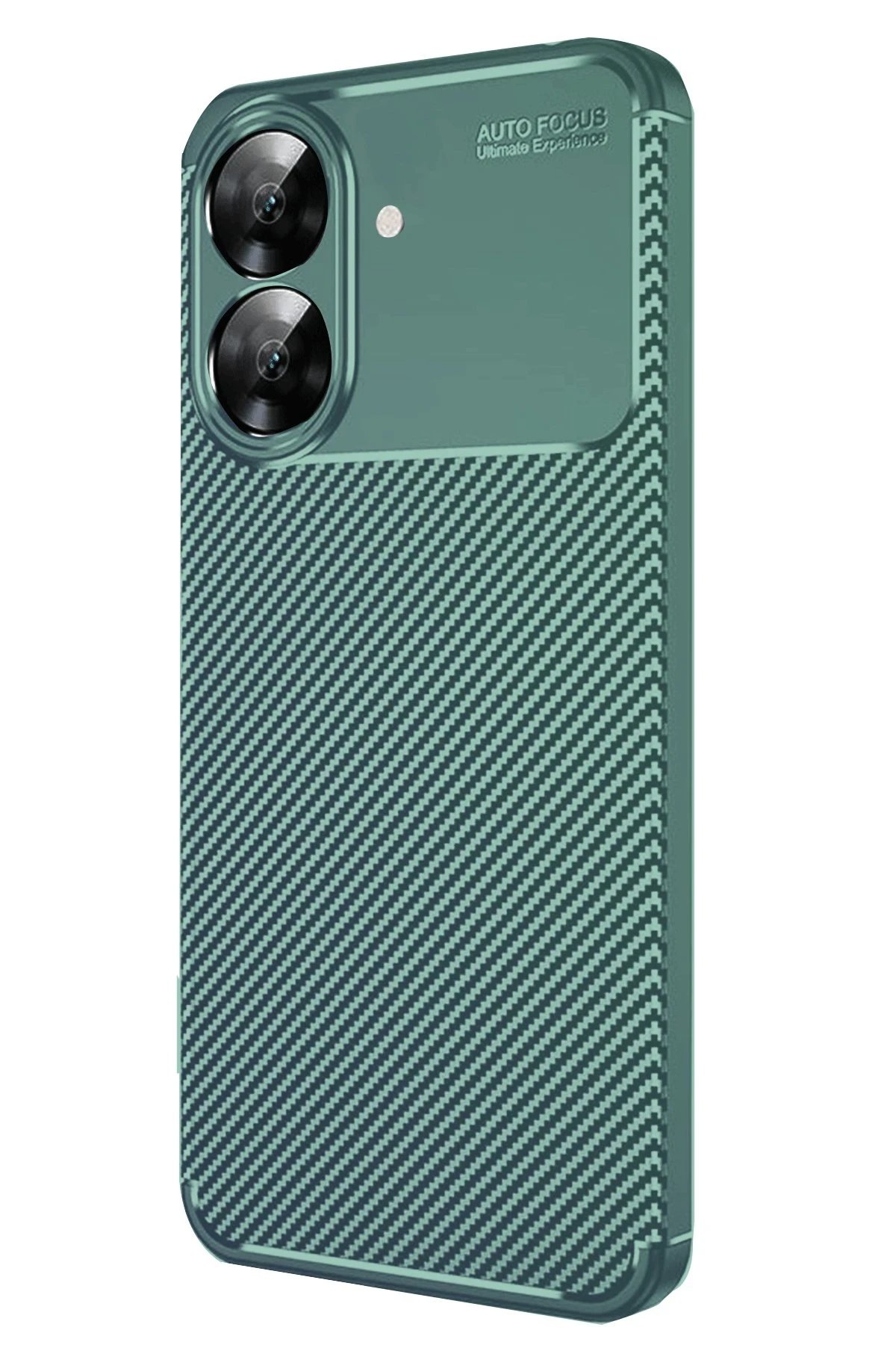Realme Note 60 Kılıf Auto Focus Karbon Kapak - Koyu Yeşil-(5796)