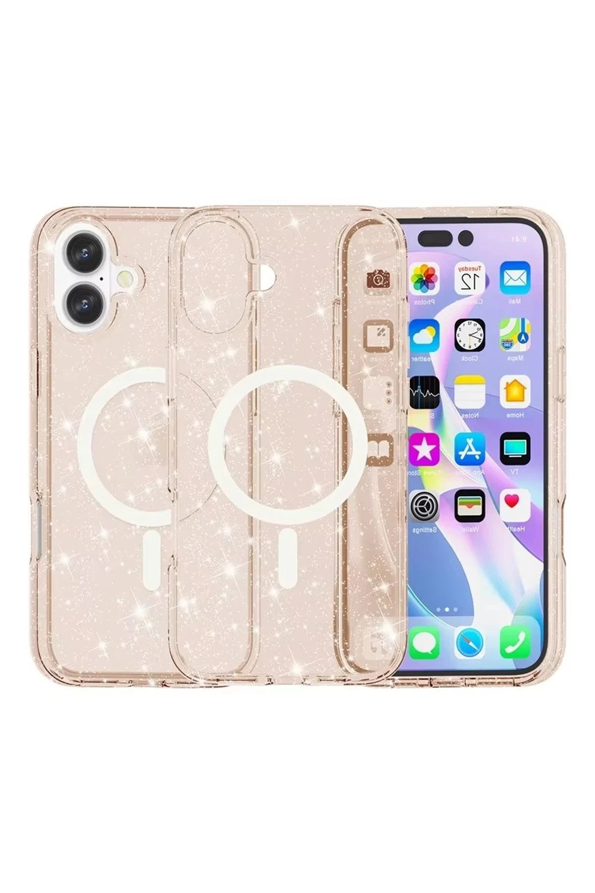 iPhone 16 Plus Kılıf Star Magsafe Kapak - Turuncu-(5796)