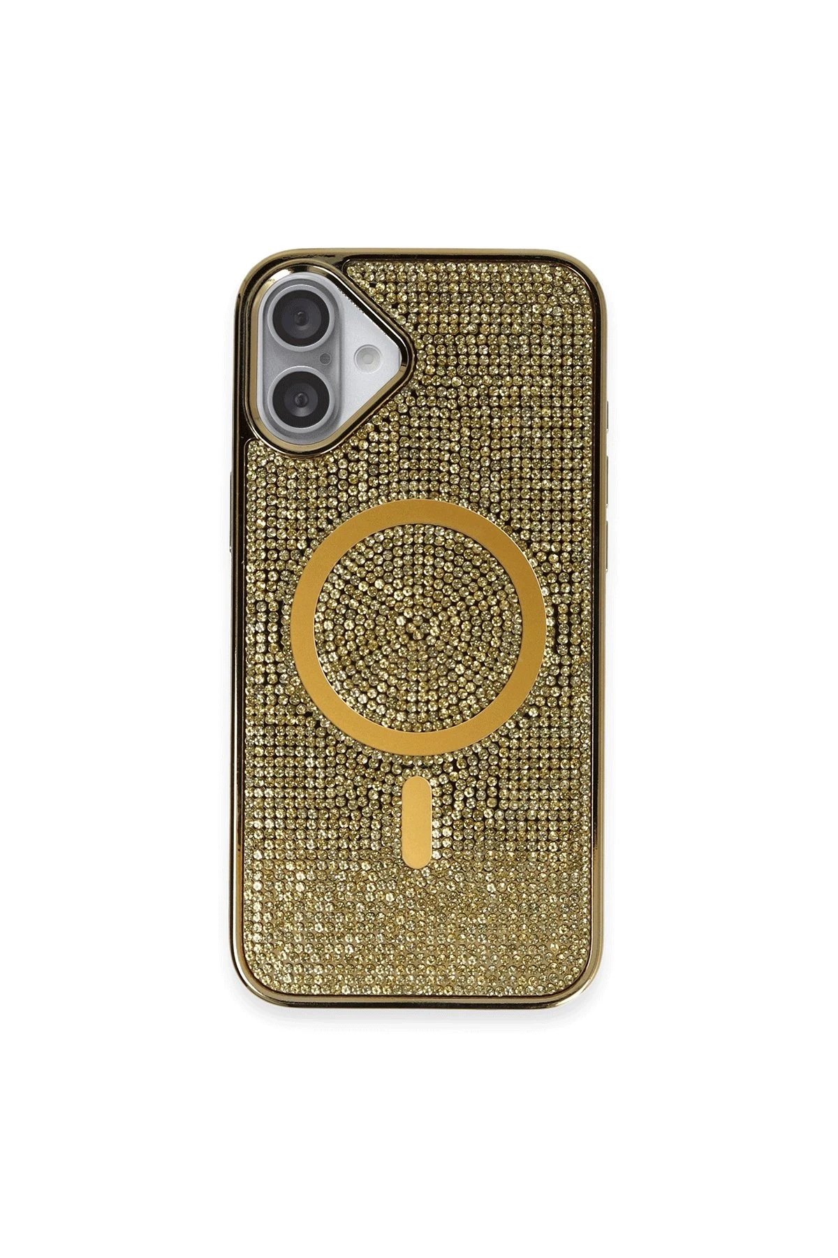 iPhone 16 Kılıf Diamond Magsafe Kapak - Gold-(5796)
