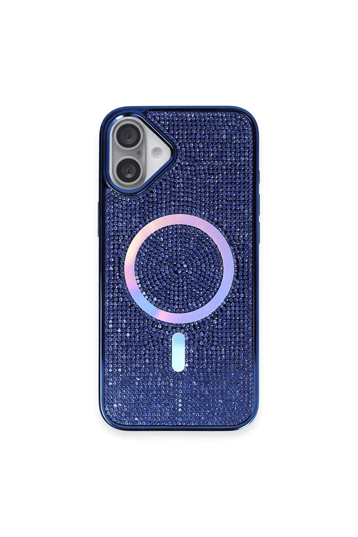 iPhone 16 Plus Kılıf Diamond Magsafe Kapak - Lacivert-(5796)