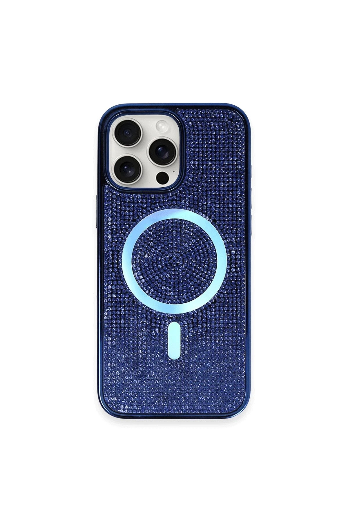 iPhone 16 Pro Kılıf Diamond Magsafe Kapak - Lacivert-(5796)