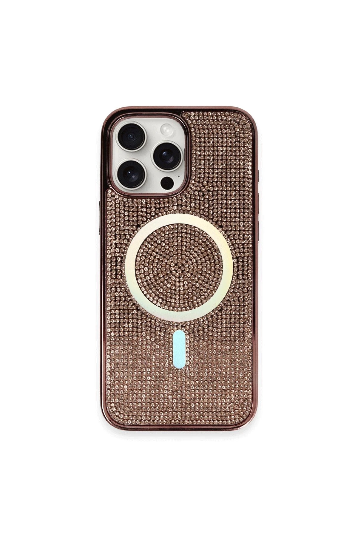 iPhone 16 Pro Kılıf Diamond Magsafe Kapak - Pembe-(5796)