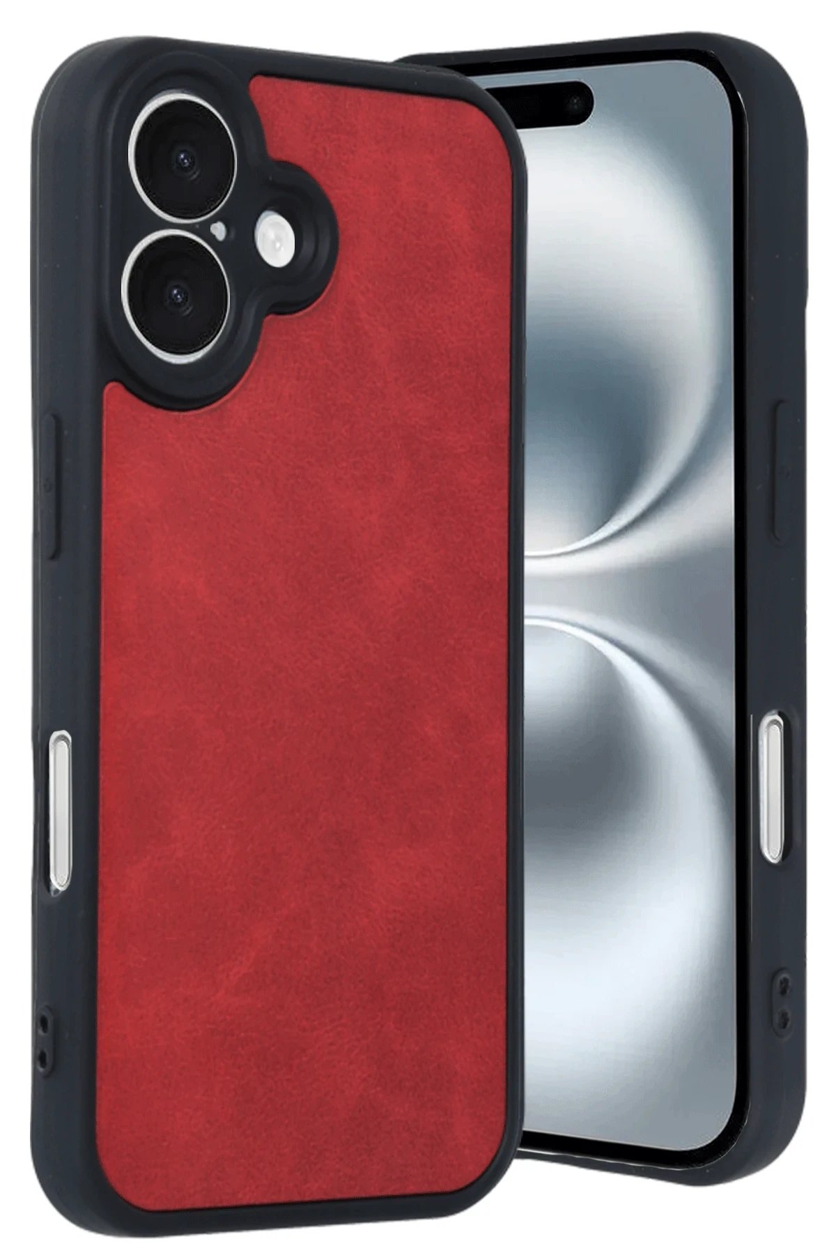 iPhone 16 Kılıf Aras Deri Kapak - Kırmızı-(5796)