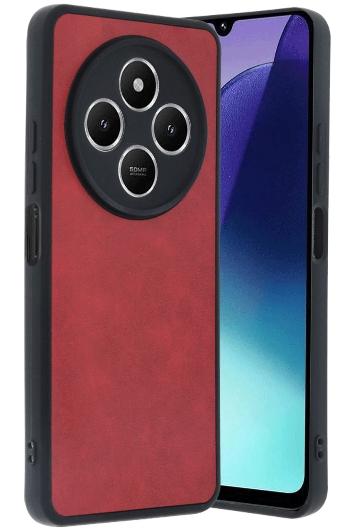 Xiaomi Redmi 14C Kılıf Aras Deri Kapak - Kırmızı-(5796)
