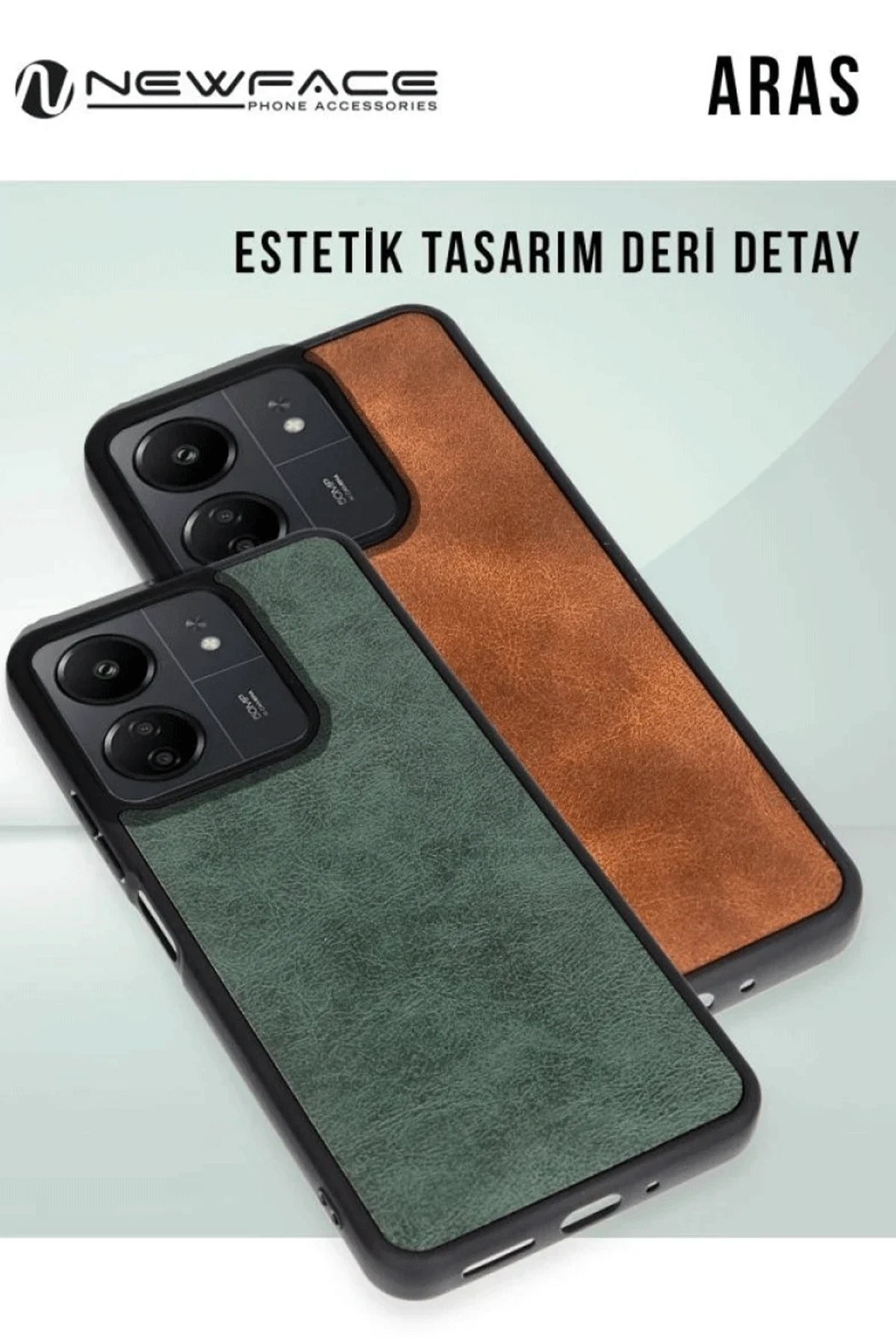 Xiaomi Redmi 14C Kılıf Aras Deri Kapak - Koyu Yeşil-(5796)