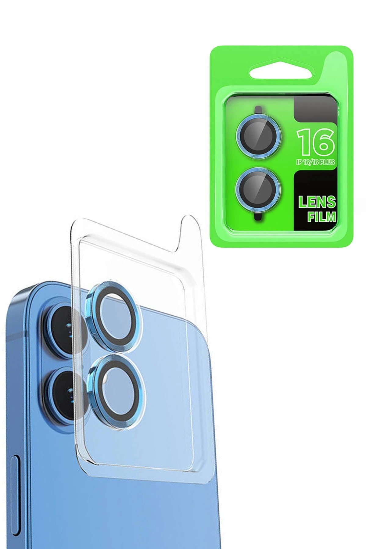iPhone 16 Raze Metal Kamera Lens - Lacivert-(5796)