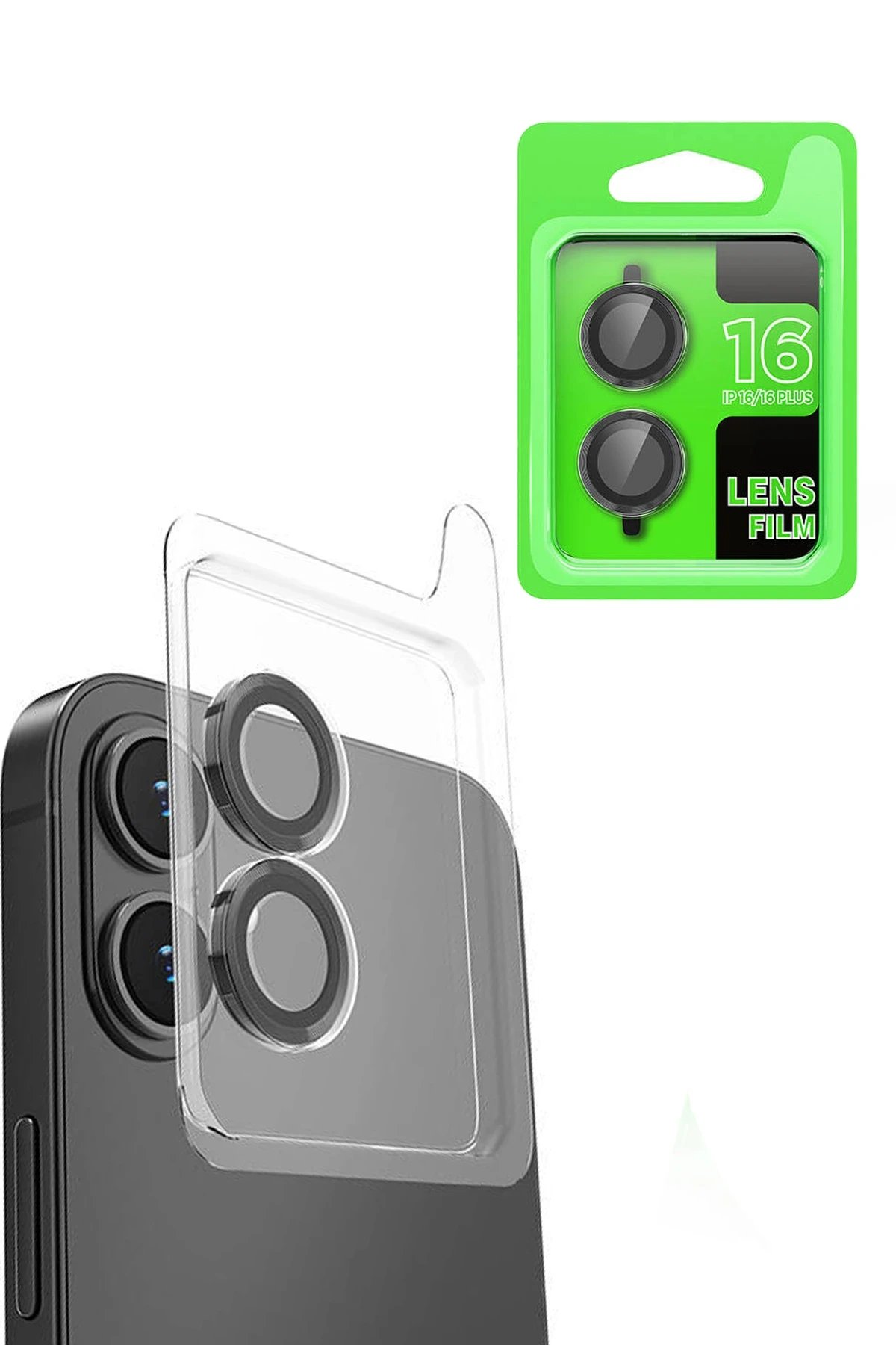 iPhone 16 Plus Raze Metal Kamera Lens - Siyah-(5796)