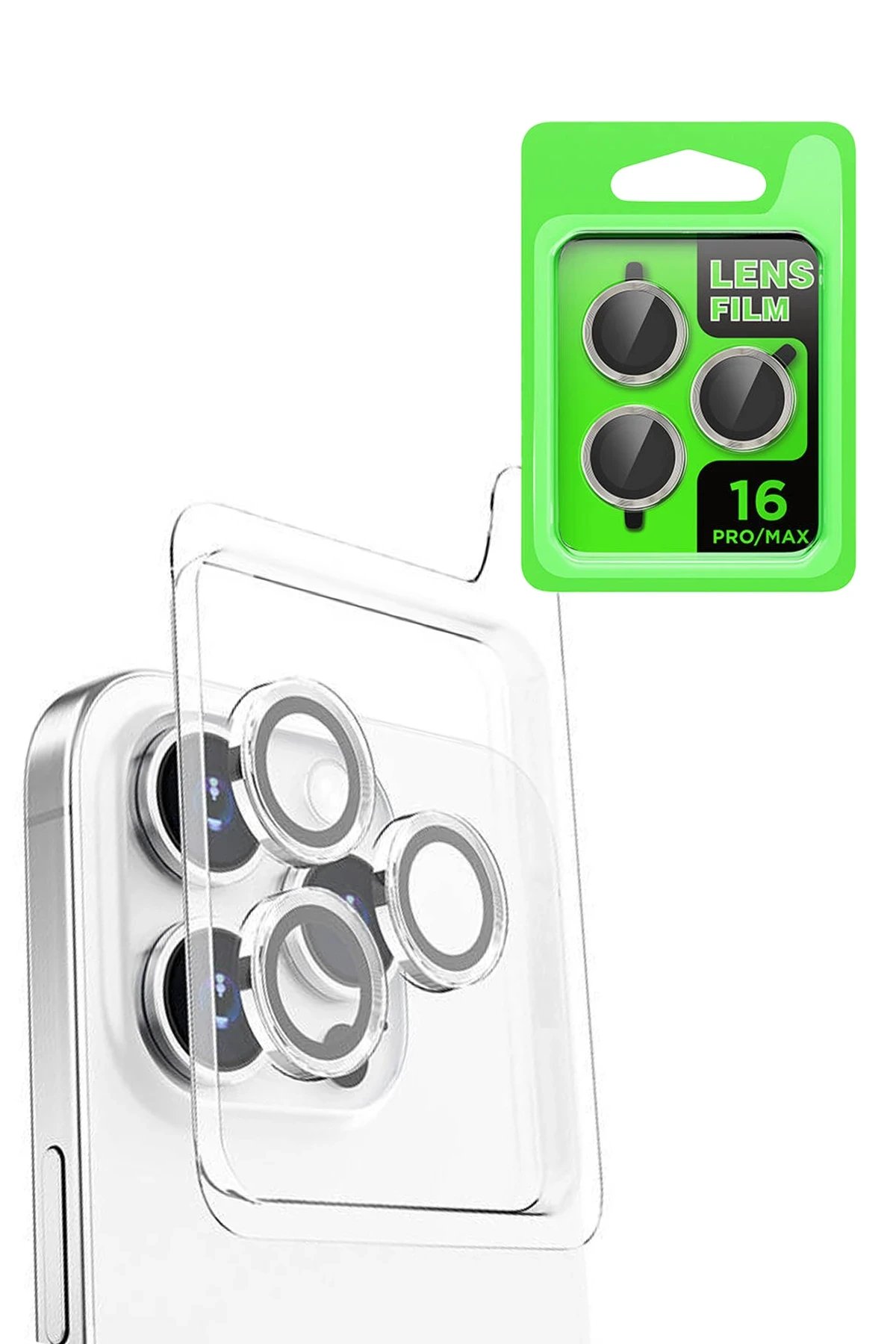 iPhone 16 Pro Raze Metal Kamera Lens - Beyaz-(5796)