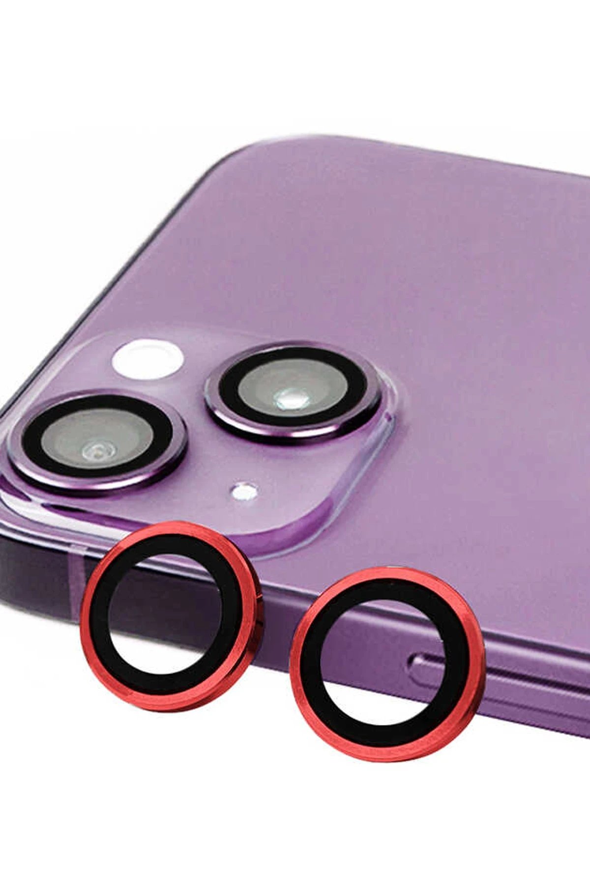 iPhone 14 Raze Metal Kamera Lens - Kırmızı-(5796)