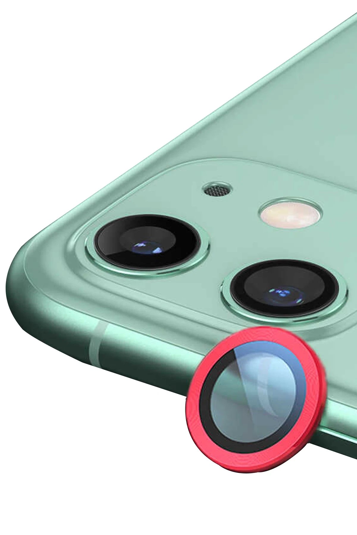 iPhone 12 Raze Metal Kamera Lens - Kırmızı-(5796)