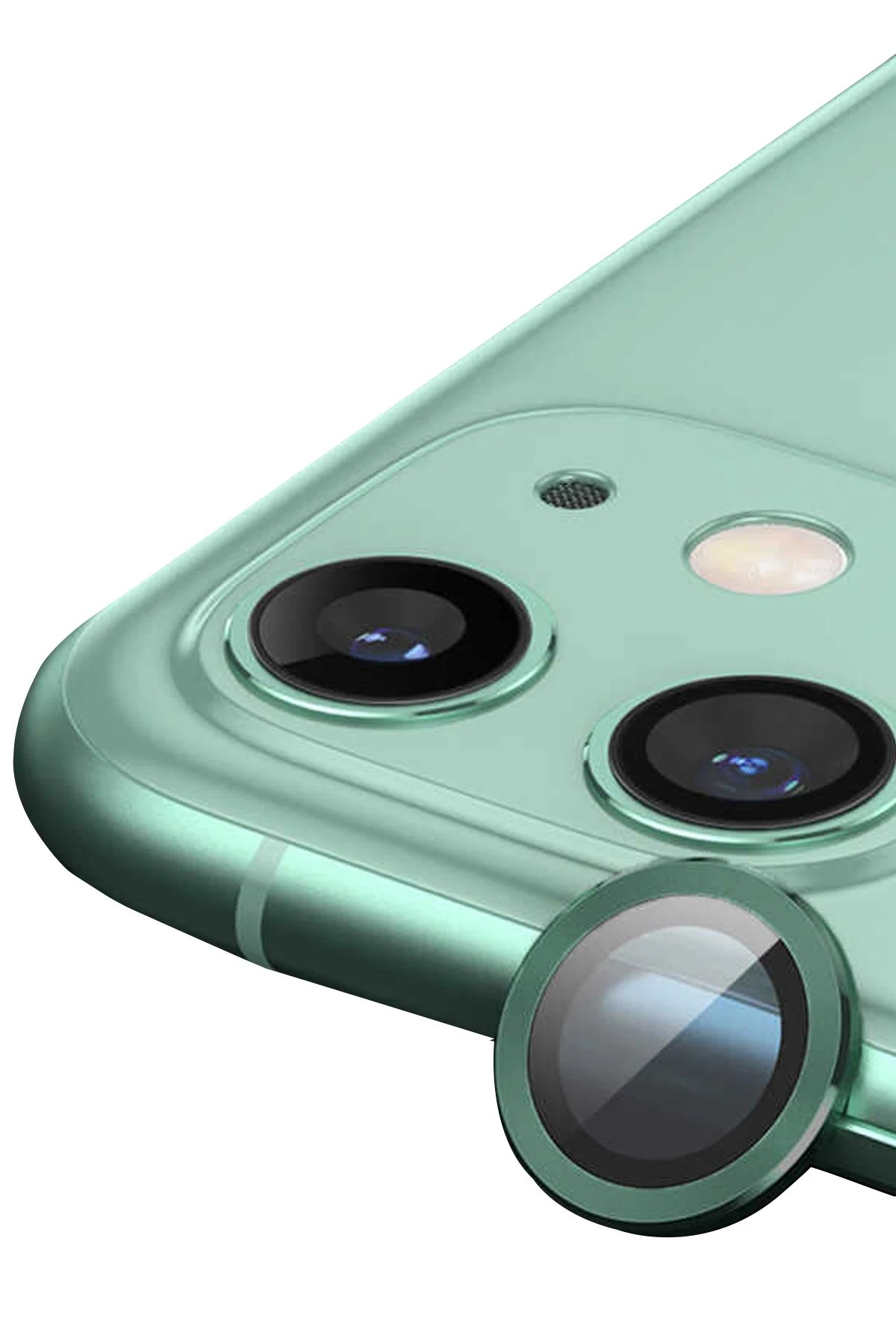iPhone 12 Mini Raze Metal Kamera Lens - Yeşil-(5796)