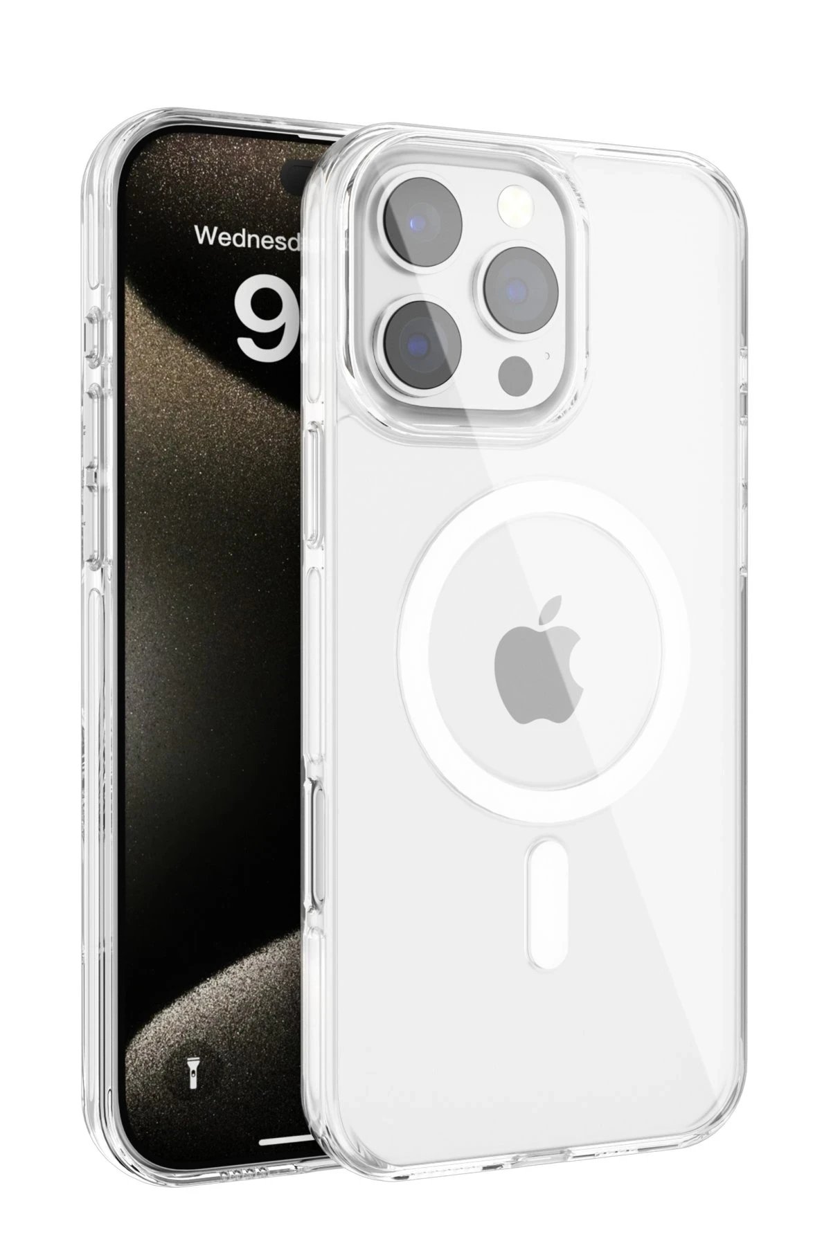 iPhone 16 Pro Max Gleam PC Sert Magsafe Kılıf - Şeffaf-(5796)