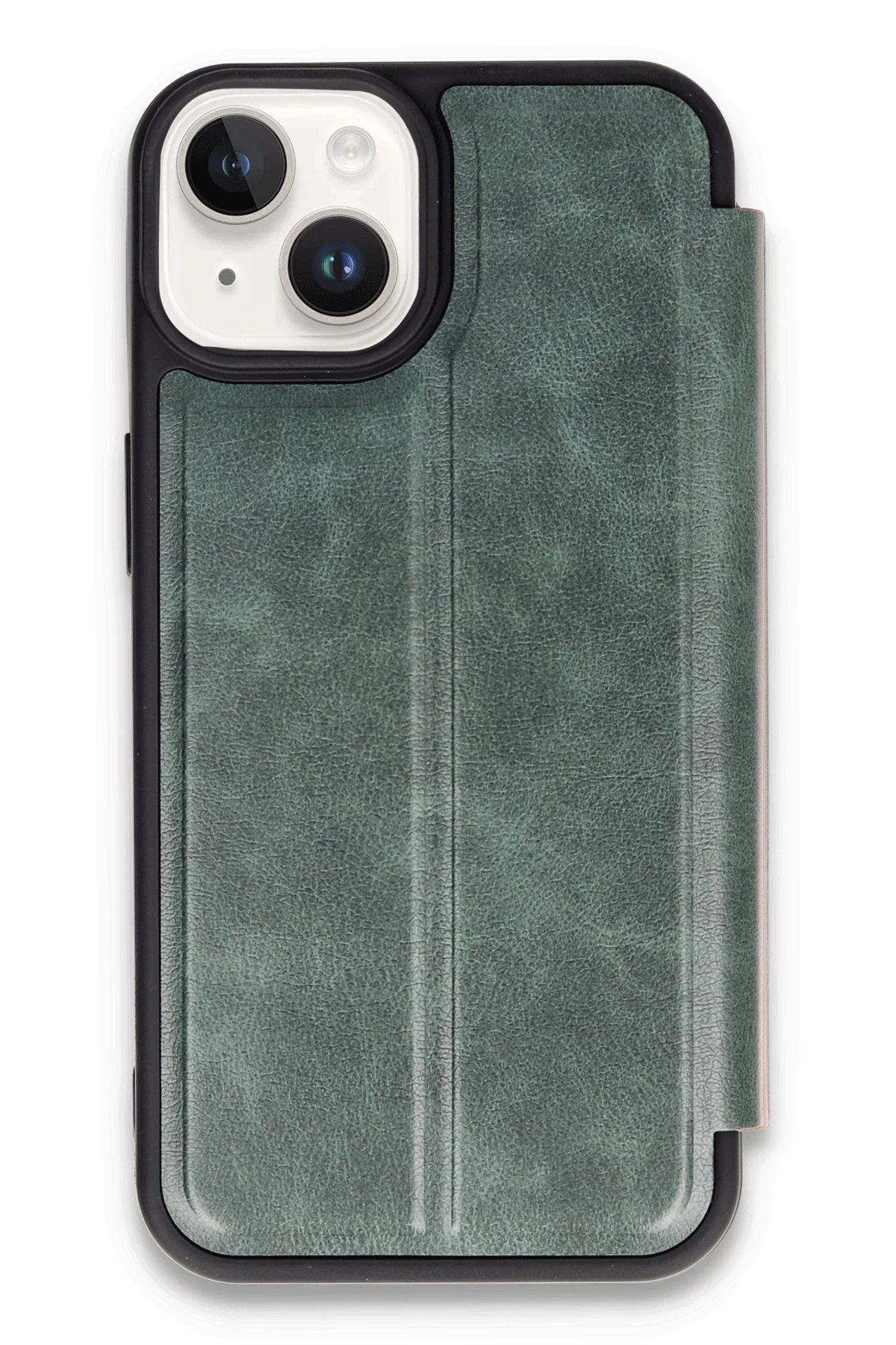 iPhone 14 Kılıf Flip Cover - Koyu Yeşil-(5796)