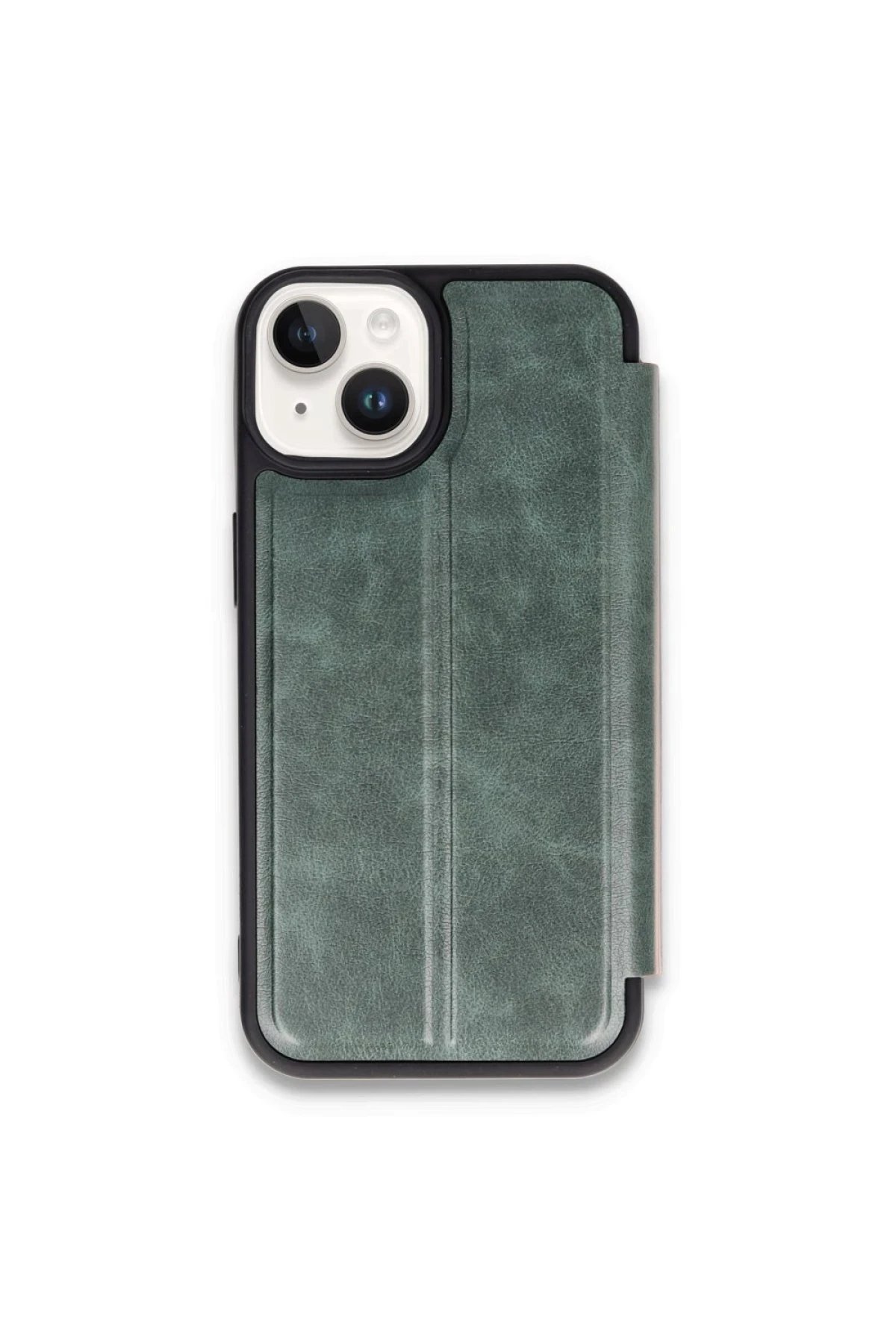 iPhone 15 Kılıf Flip Cover - Koyu Yeşil-(5796)