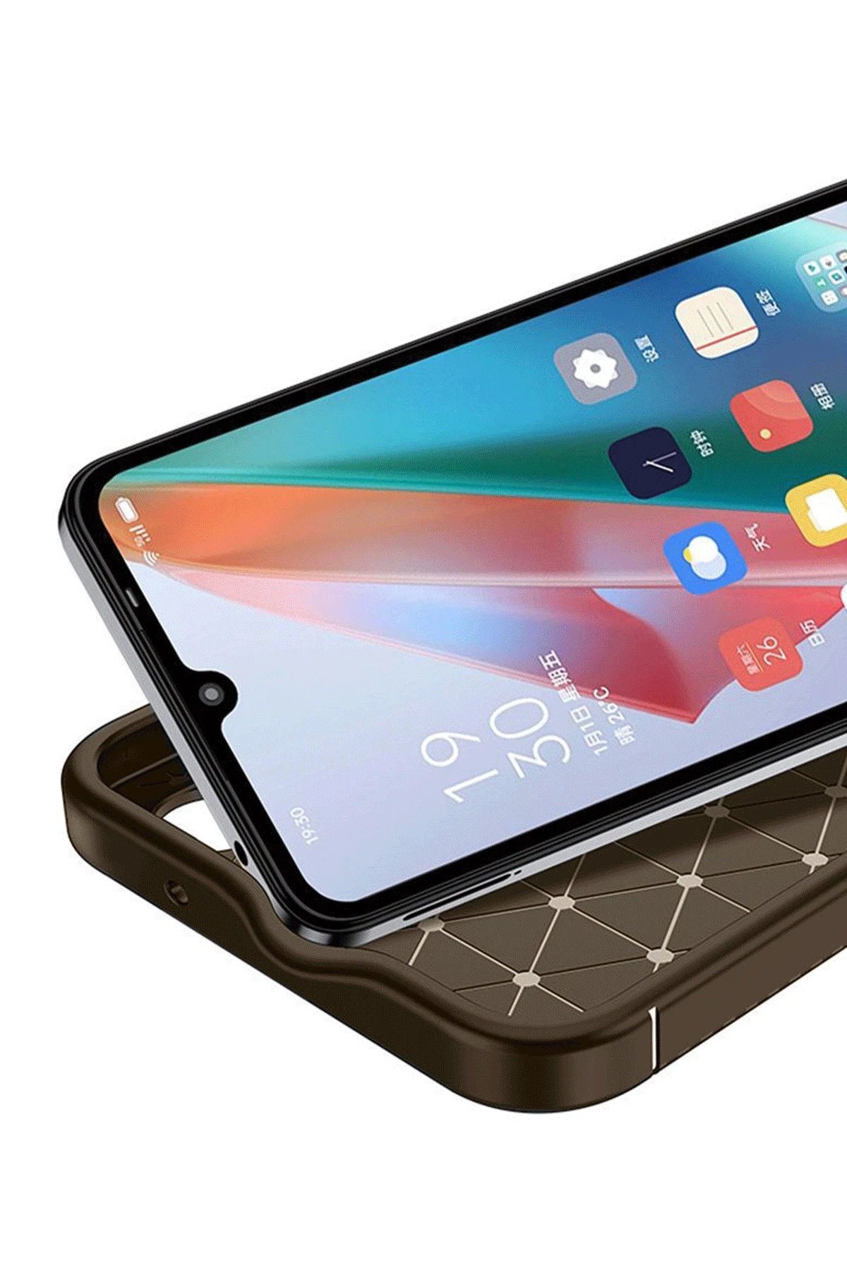 Oppo A60 Kılıf Auto Focus Karbon Kapak - Kahverengi-(5796)