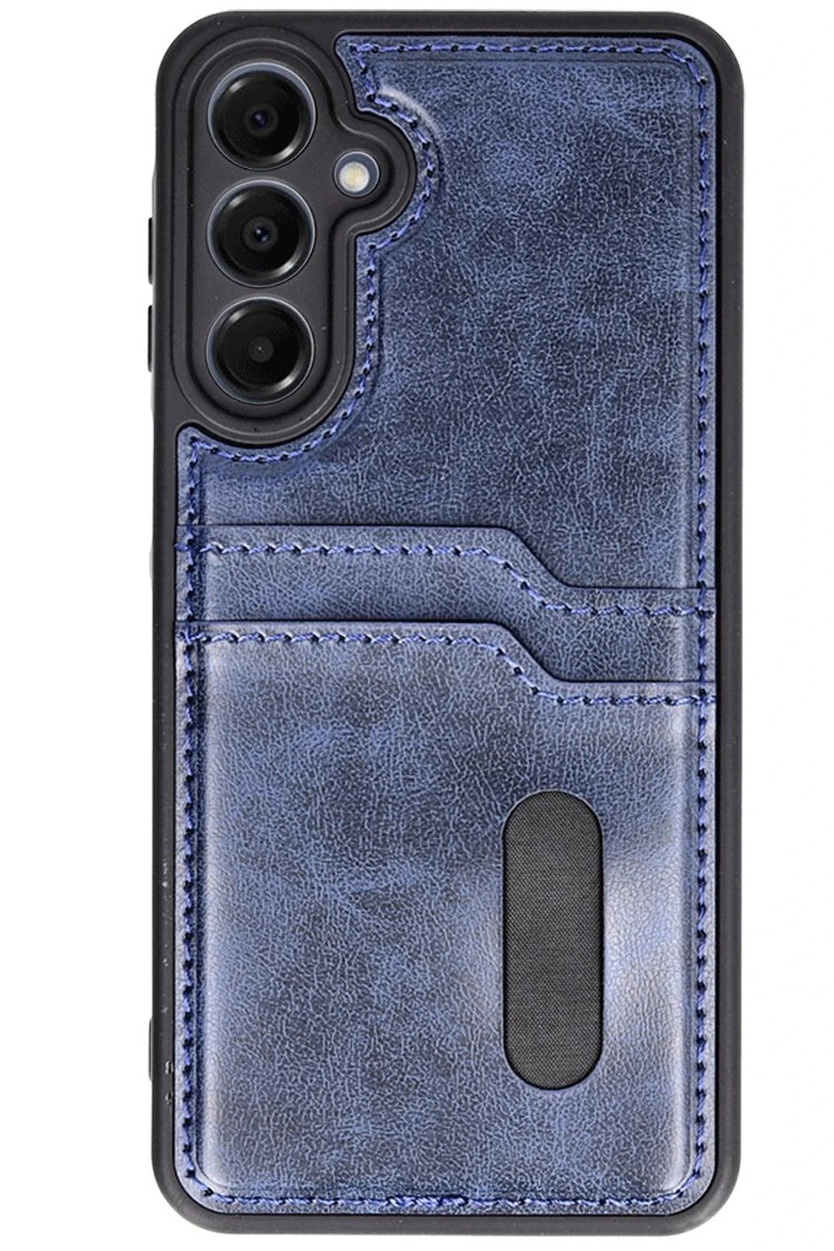 Samsung Galaxy S24 FE Kılıf Sara Kartvizitli Deri Kılıf - Lacivert-(5796)
