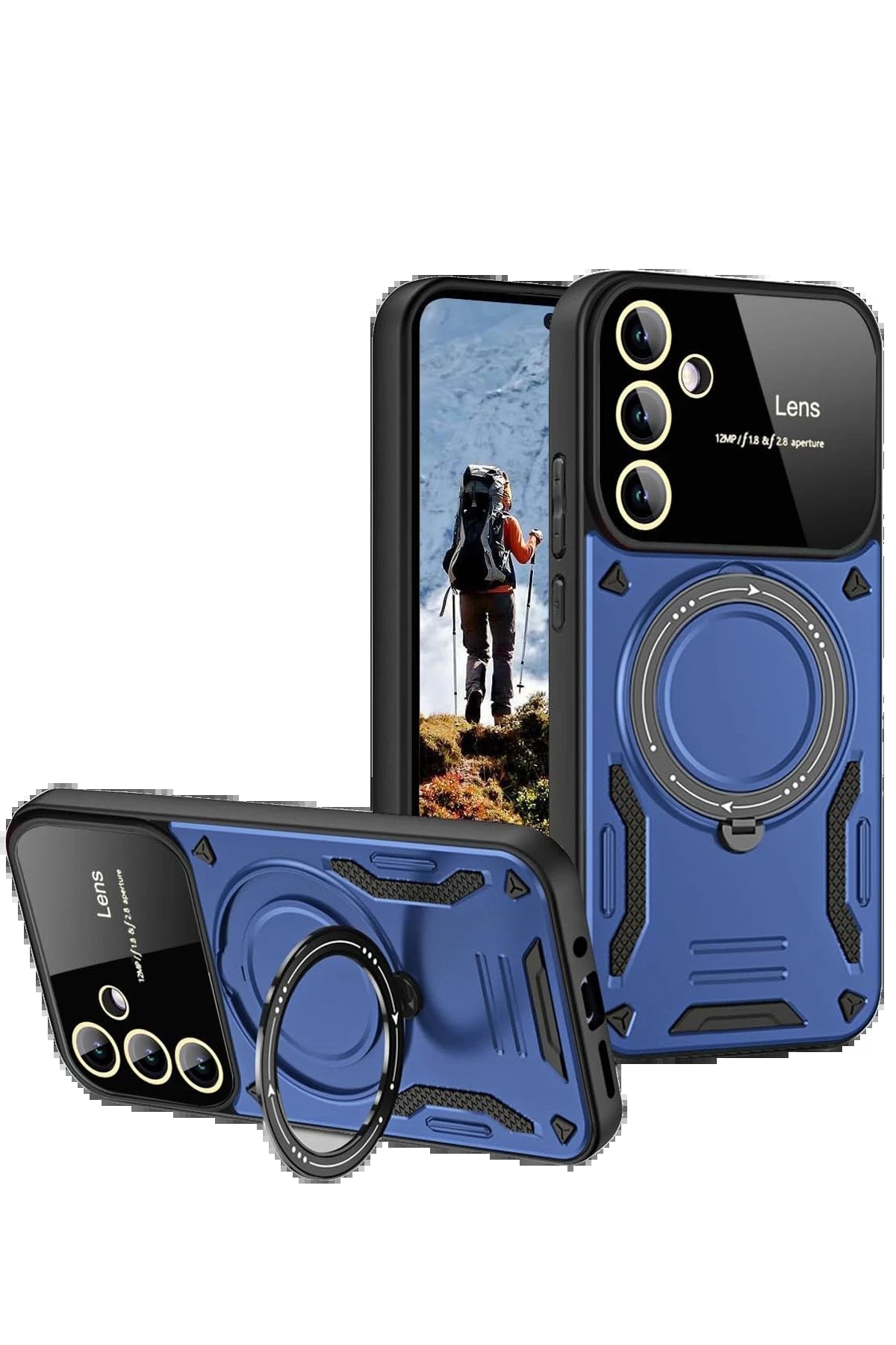 Samsung Galaxy S24 FE Kılıf Joy Lens Standlı Kapak - Lacivert-(5796)