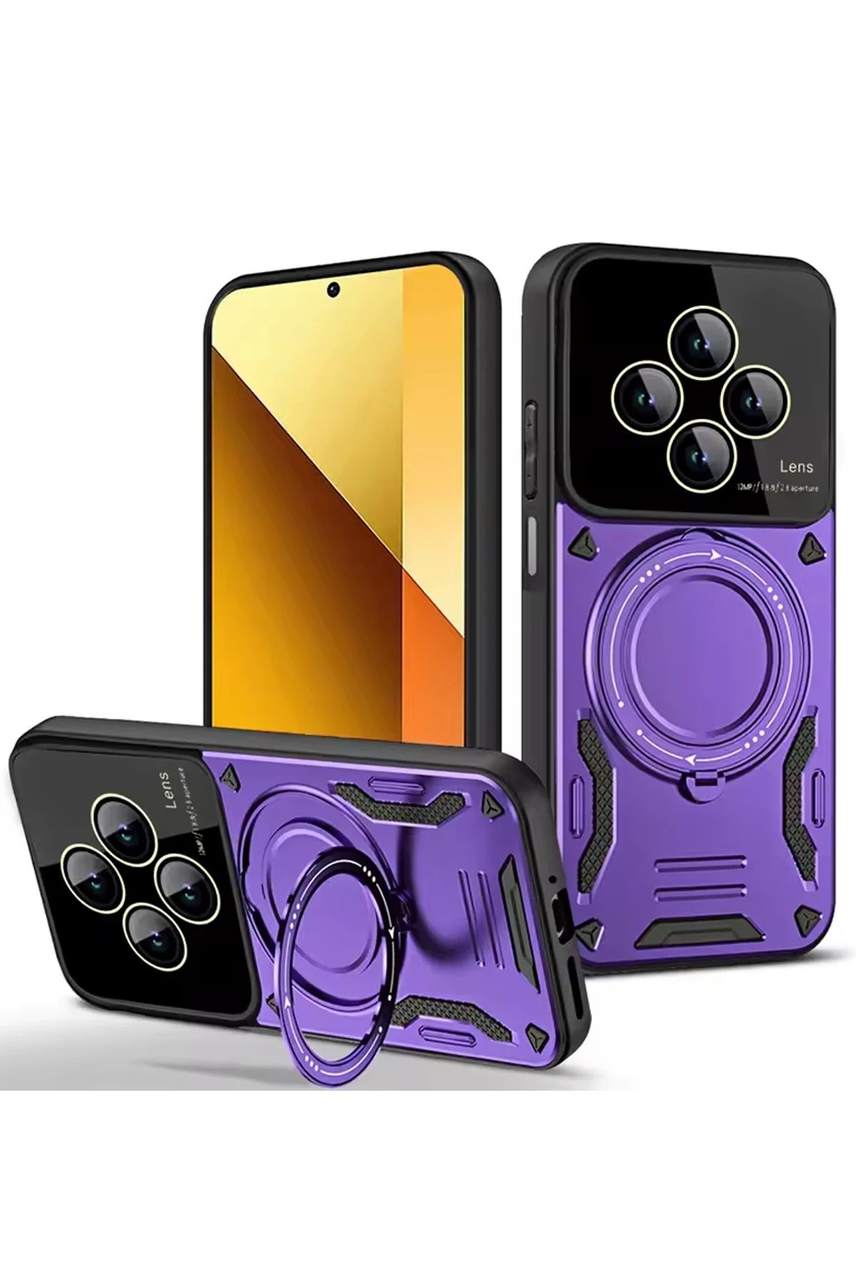 Xiaomi Redmi 14C Kılıf Joy Lens Standlı Kapak - Mor-(5796)