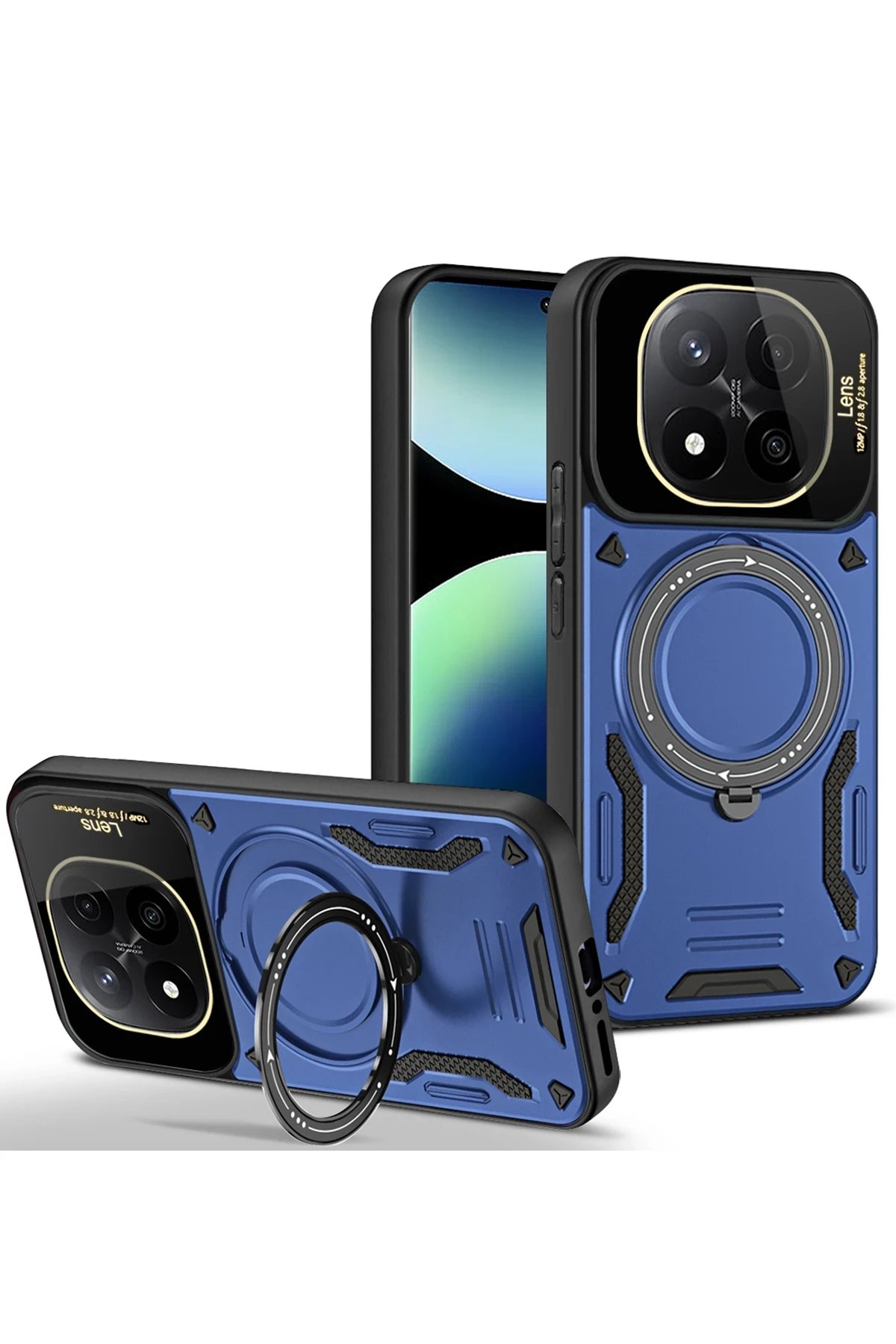 Xiaomi Redmi Note 14 Pro 5G Kılıf Joy Lens Standlı Kapak - Lacivert-(5796)