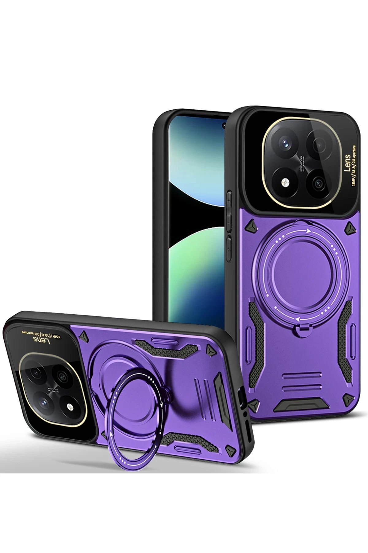 Xiaomi Redmi Note 14 Pro Plus Kılıf Joy Lens Standlı Kapak - Mor-(5796)