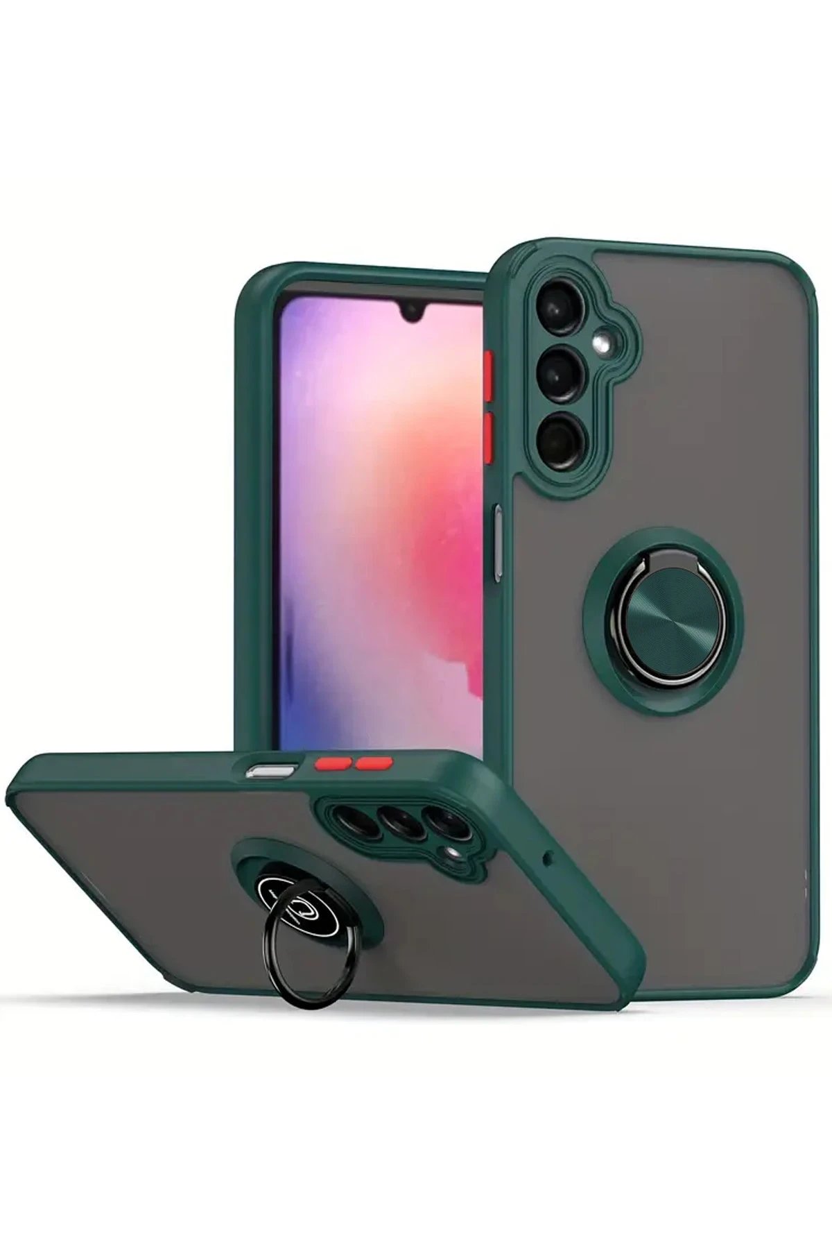 Samsung Galaxy A26 Kılıf Montreal Yüzüklü Silikon Kapak - Yeşil-(5796)