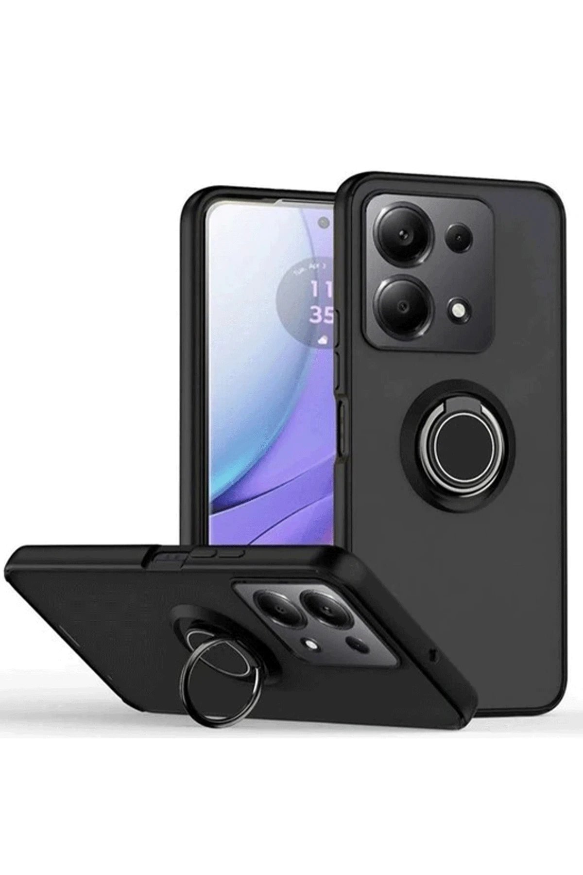 Xiaomi Redmi Note 13 Pro 5G Kılıf Montreal Yüzüklü Silikon Kapak - Siyah-(5796)