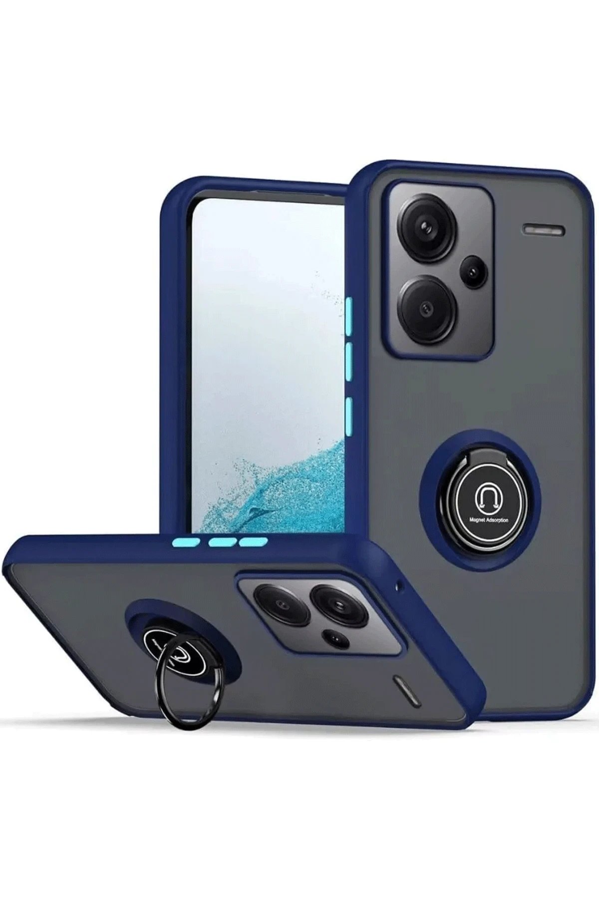 Xiaomi Redmi Note 13 Pro Plus Kılıf Montreal Yüzüklü Silikon Kapak - Lacivert-(5796)