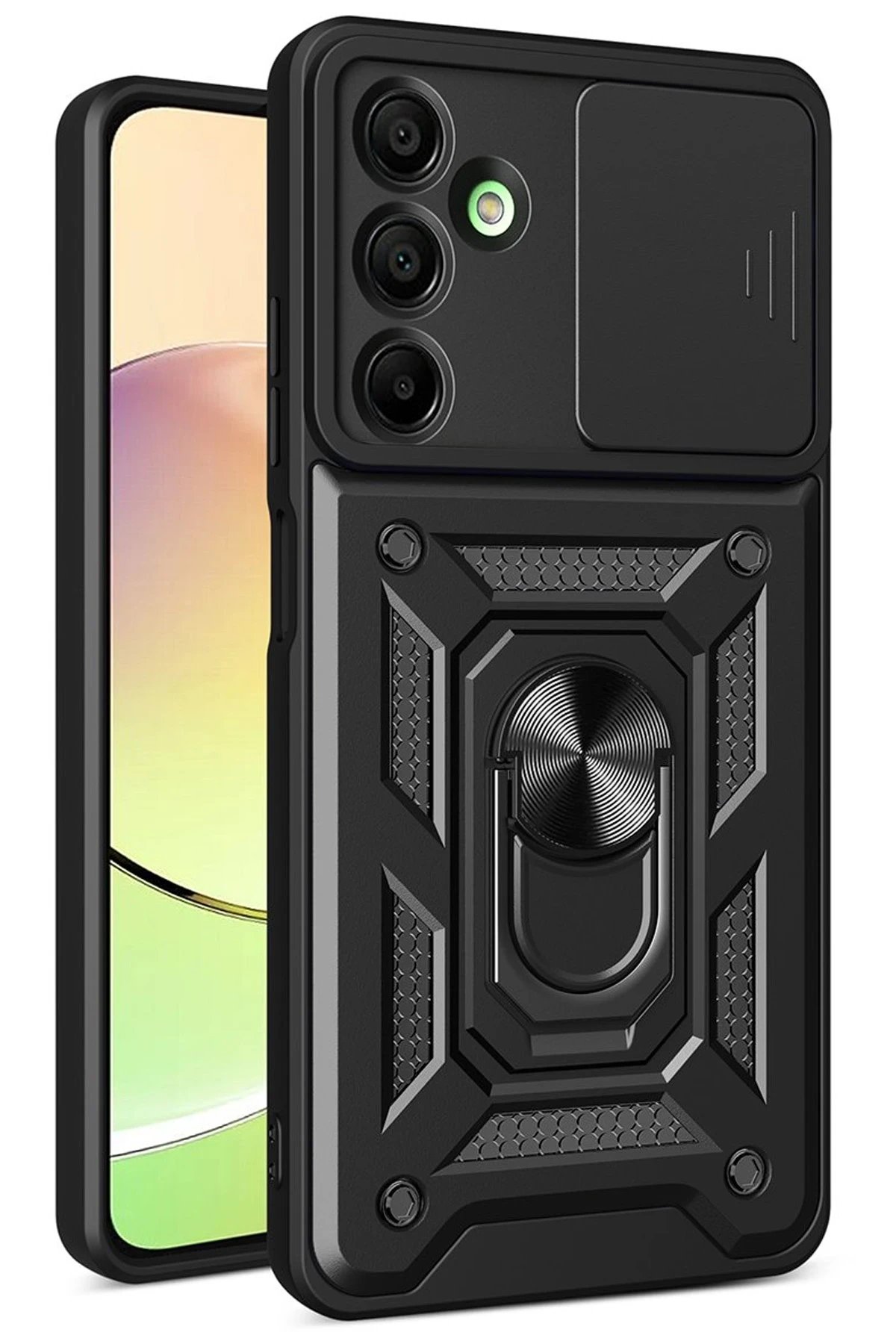 Samsung Galaxy A26 Kılıf Pars Lens Yüzüklü Silikon - Siyah-(5796)