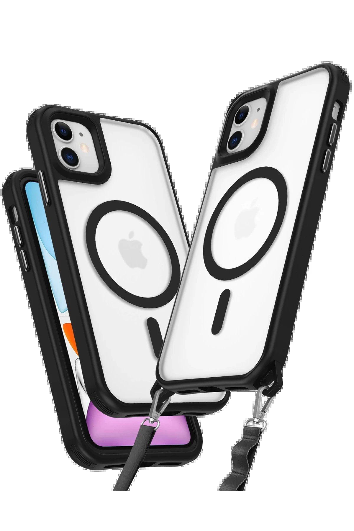 iPhone 11 Kılıf Enka Magsafe Silikon Kılıf - Siyah-(5796)