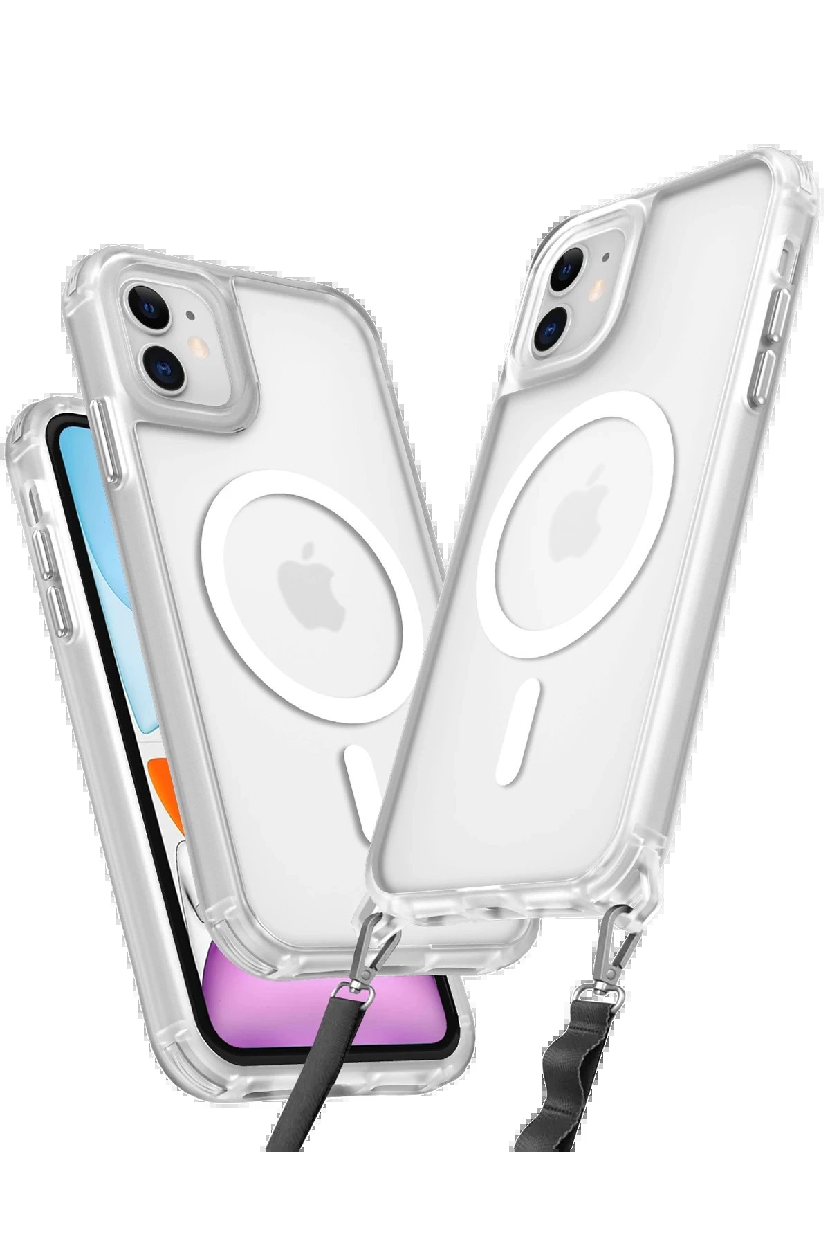 iPhone 11 Kılıf Enka Magsafe Silikon Kılıf - Şeffaf-(5796)