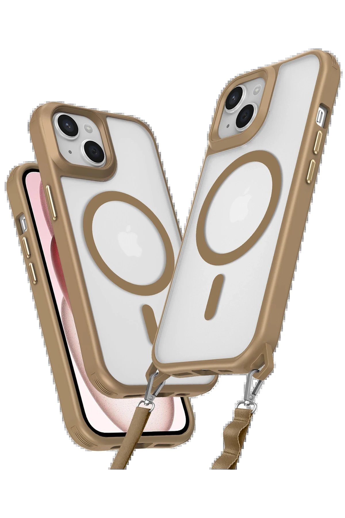 iPhone 15 Plus Kılıf Enka Magsafe Silikon Kılıf - Desert-(5796)