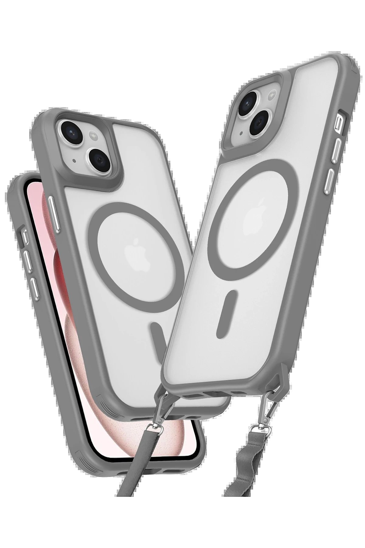 iPhone 15 Plus Kılıf Enka Magsafe Silikon Kılıf - Titan Gri-(5796)
