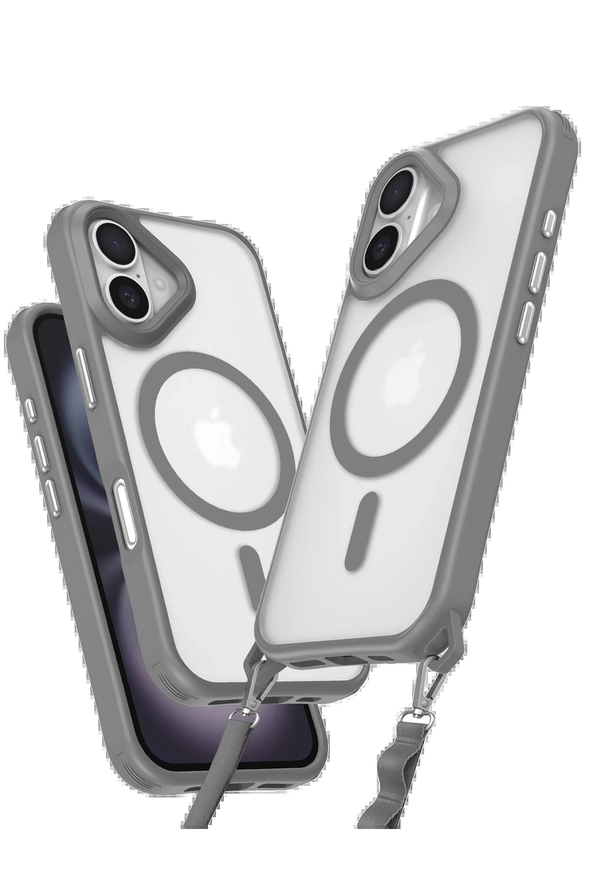 iPhone 16 Kılıf Enka Magsafe Silikon Kılıf - Titan Gri-(5796)